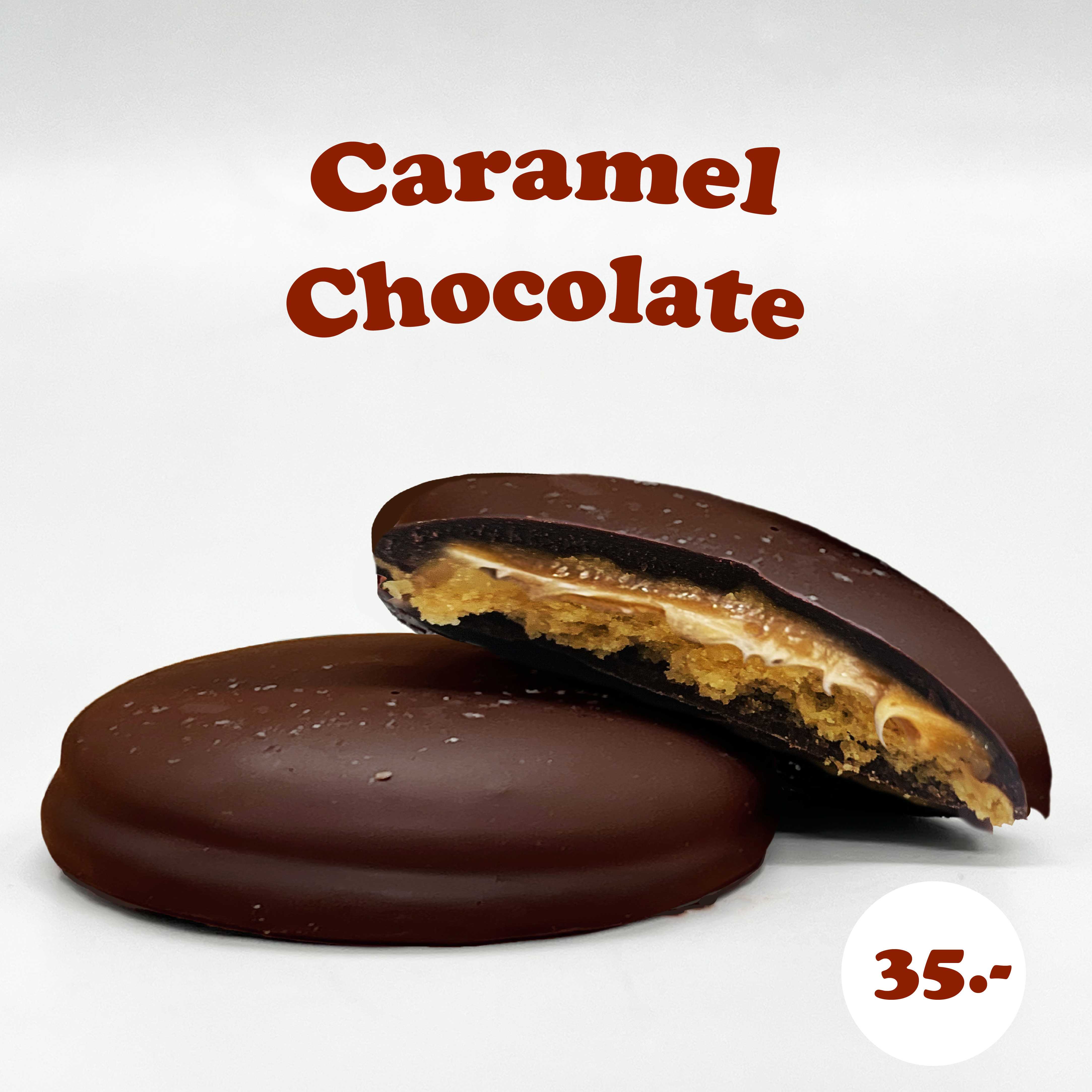 คุ้กกี้คาราเมล เคลือบ 70% ดาร์คช็อกโกแลต 1pcs (CARAMEL COOKIE COATED CHOCOLATE)