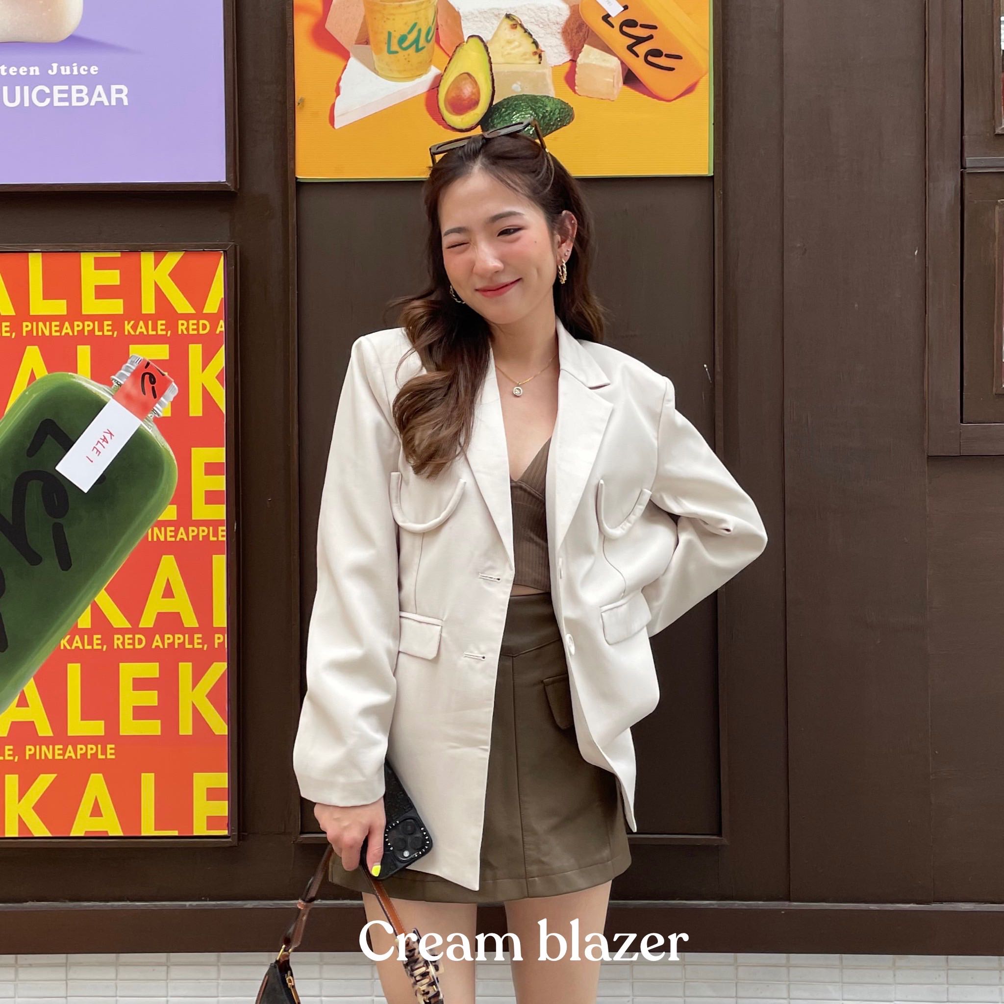 Cream blazer - เบลเซอร์สีครีมแต่ง 3D