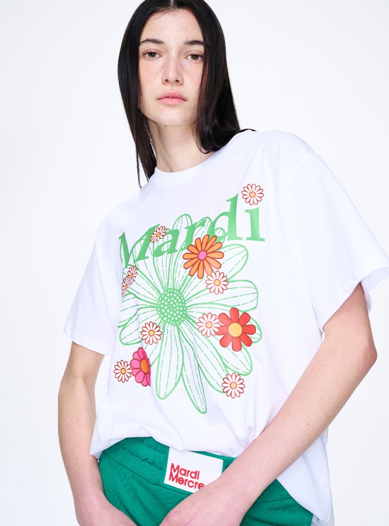 พร้อมส่ง TSHIRT FLOWERMARDI BLOSSOM_WHITE Green