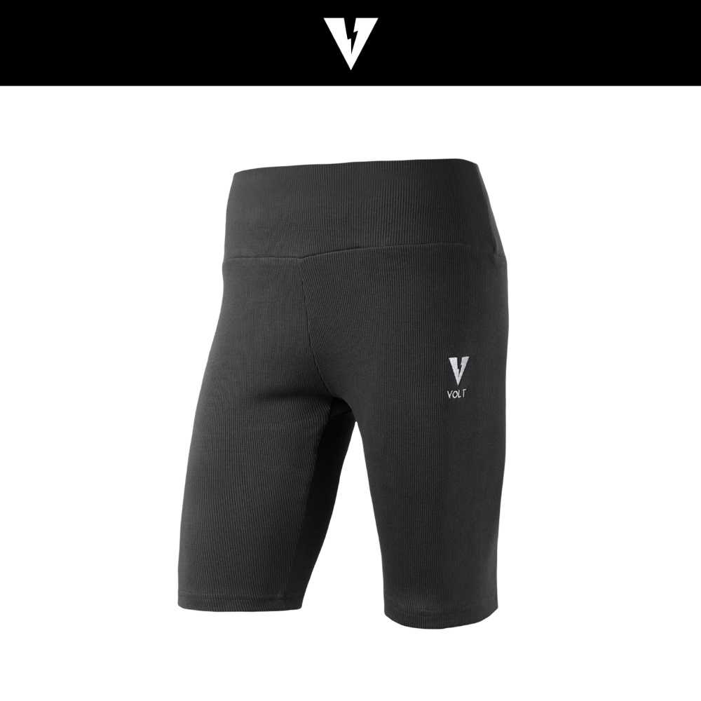 VOLT PROTON 004 BIKER SHORTS DARK GREY กางเกงขาสั้น ผู้หญิง ผ้าริบถัก สีเทาเข้ม