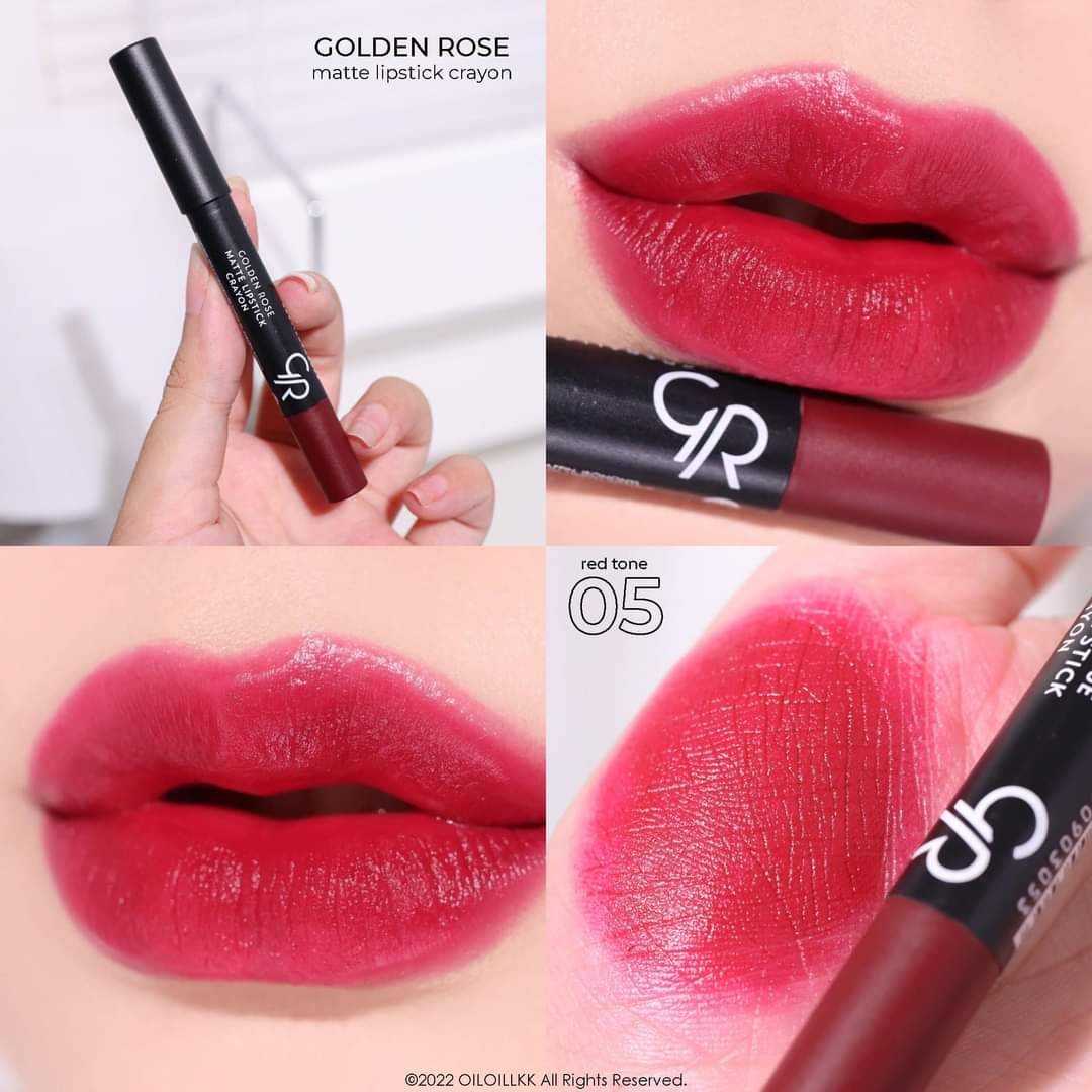 Golden Rose โกลเด้น โรส แมท เครยอน ลิปสติก ลิปดินสอ Matte Lipstick Crayon 3.5g เบอร์ 05
