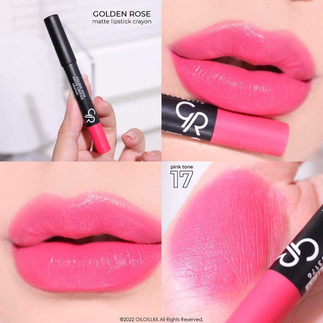Golden Rose โกลเด้น โรส แมท เครยอน ลิปสติก ลิปดินสอ Matte Lipstick Crayon 3.5g เบอร์ 17