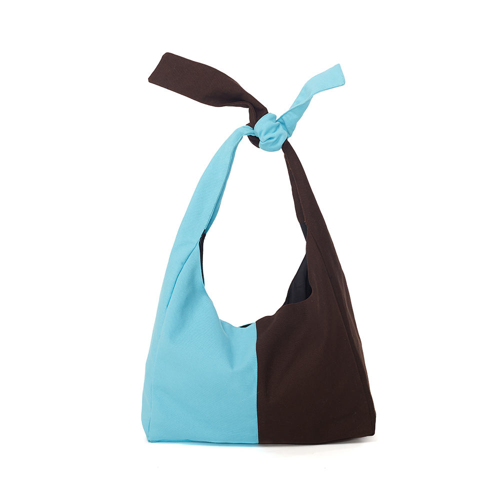 DuoTie Tote in Sky Blue and Espresso Brown