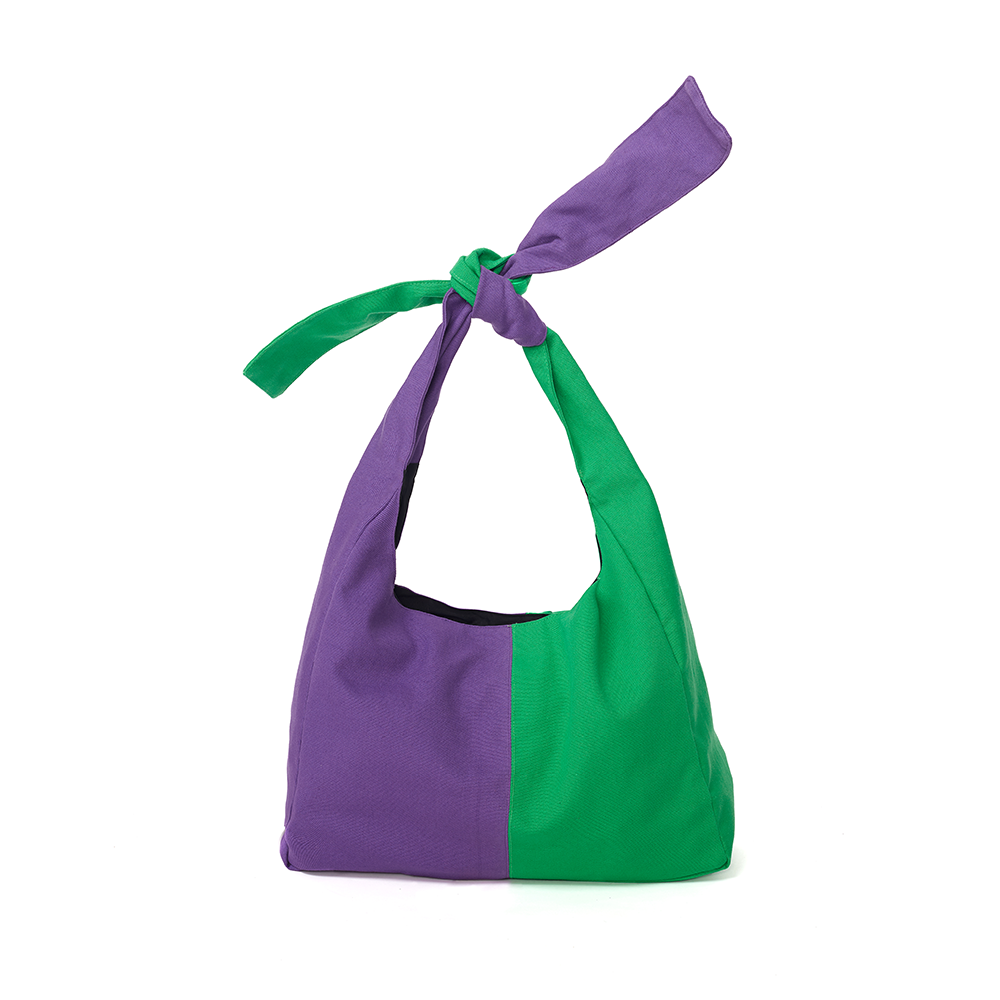 DuoTie Tote in Violet and Kelly green