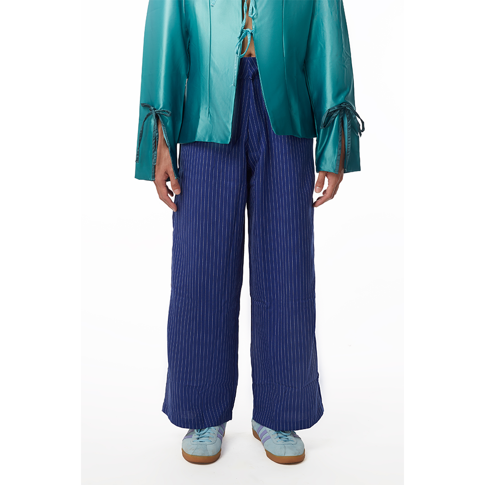 Loungy Striped Relaxed Fit Pants in Cobalt 