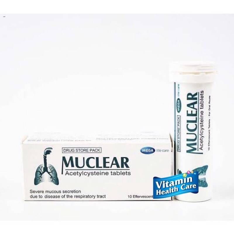￼Muclear 600mg มิวเคลียร์ เม็ดฟู่ละลายเสมหะ 10 เม็ด