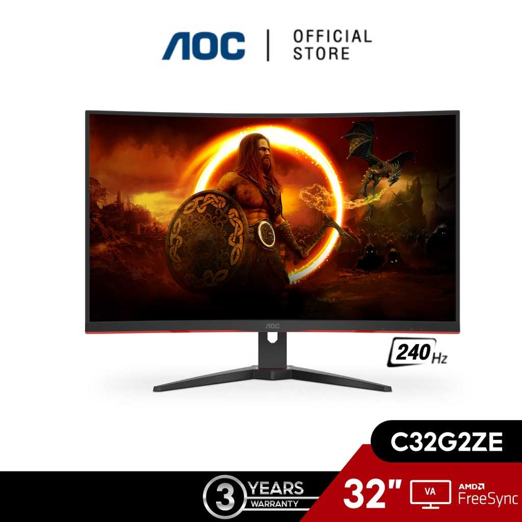 AOC C32G2ZE (มอนิเตอร์จอโค้ง) 32 VA 1920x1080 @ 240Hz : Curved Gaming Monitor (A1-C32G2ZE/67)