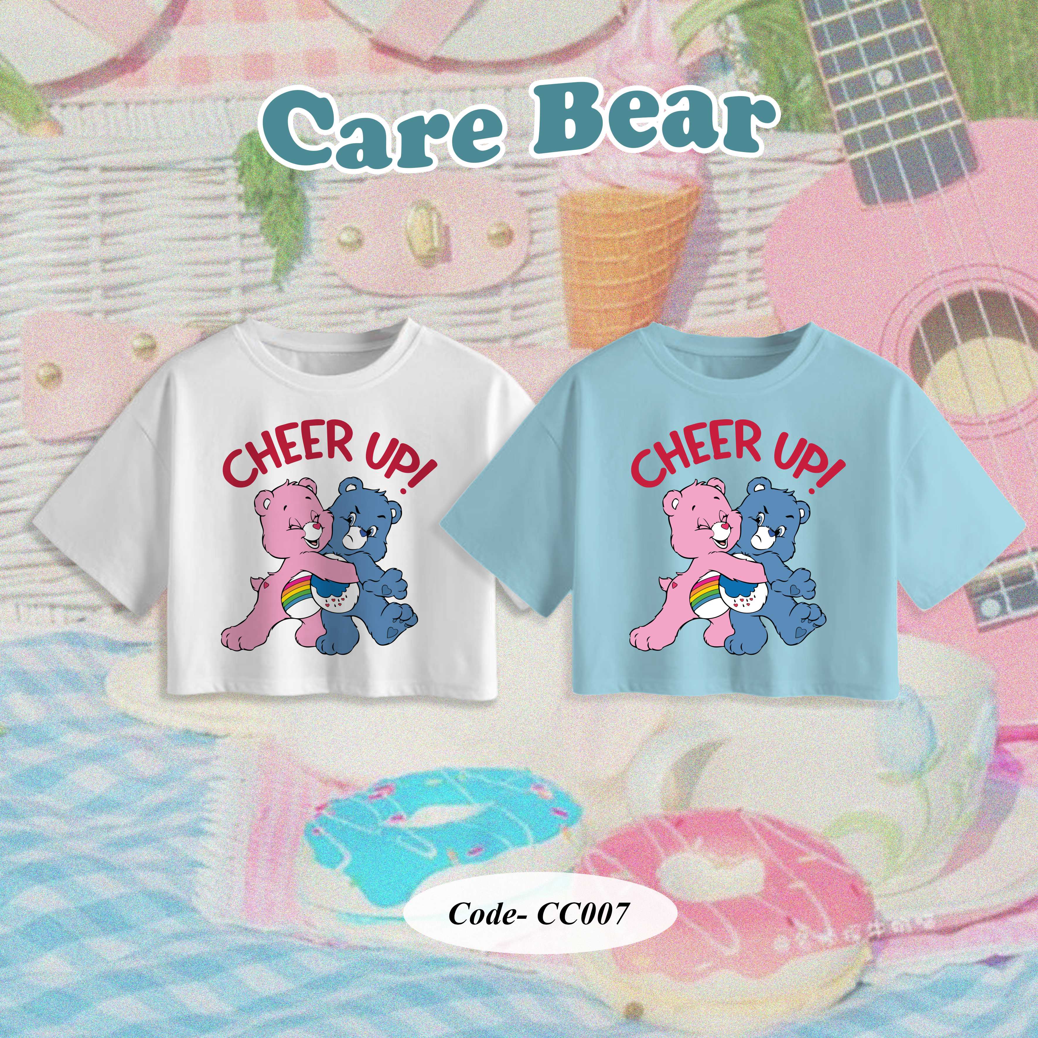 CC007| เสื้อครอป Care Bear ผ้าคอตตอน