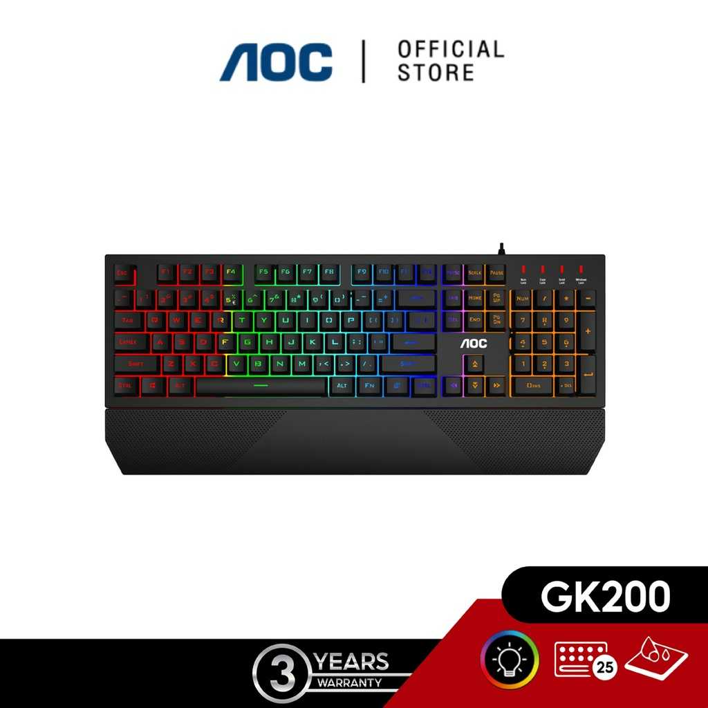 AOC GK200 Gaming Keyboard Rainbow LED Backlight