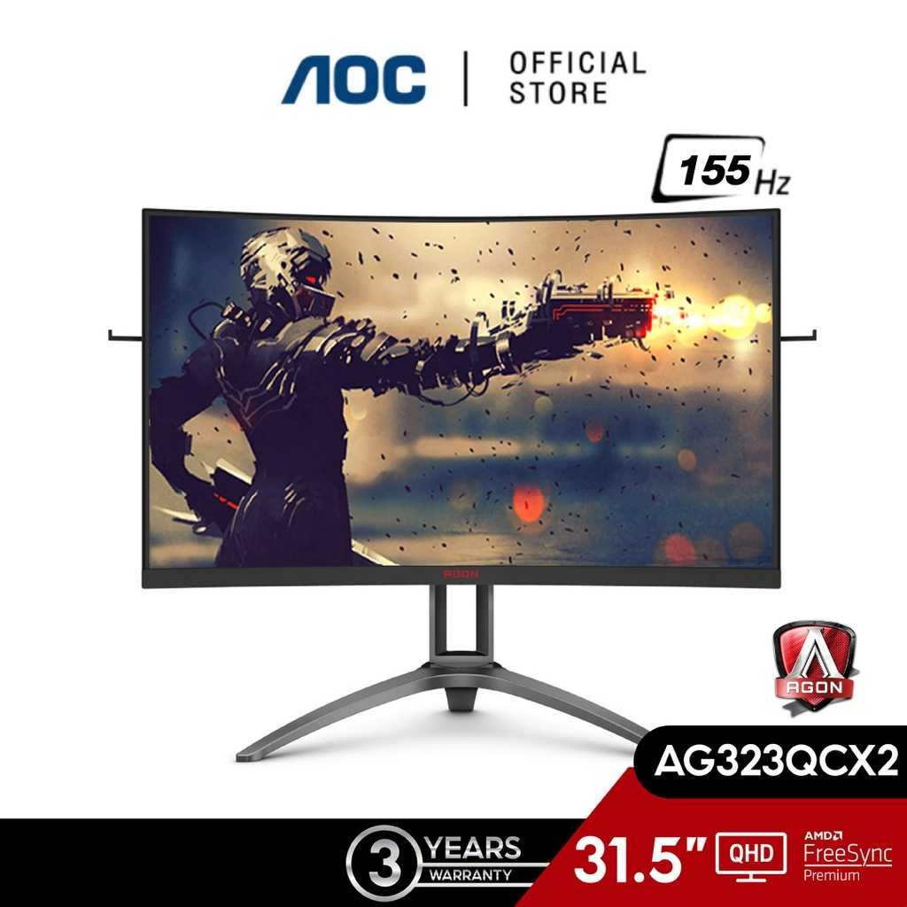 AOC AGON (มอนิเตอร์) 31.5 VA 2560 x 1440 @155Hz : Curved Premium Gaming Monitor (A1-AG323QCX2/67)