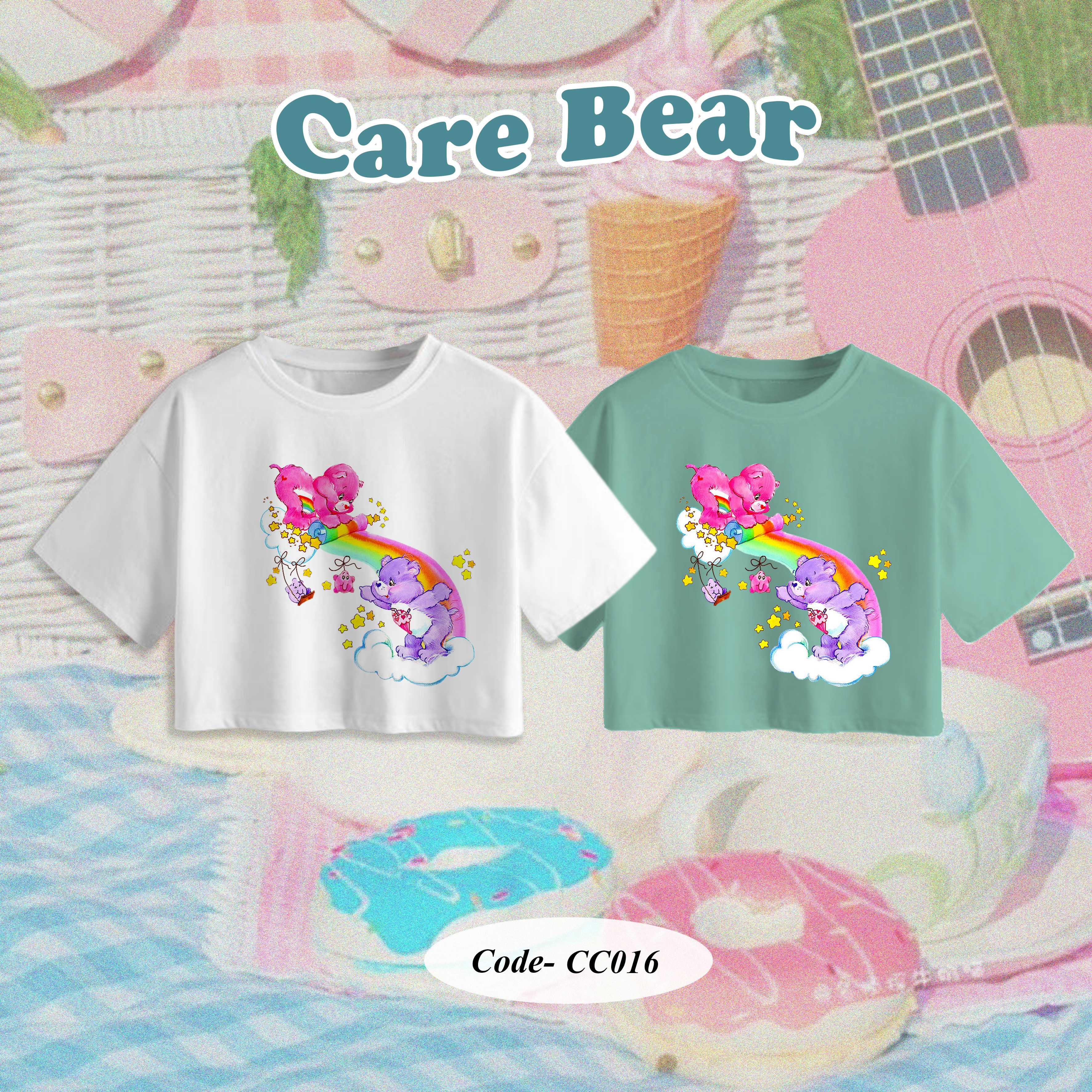 CC016| เสื้อครอป Care Bear ผ้าคอตตอน