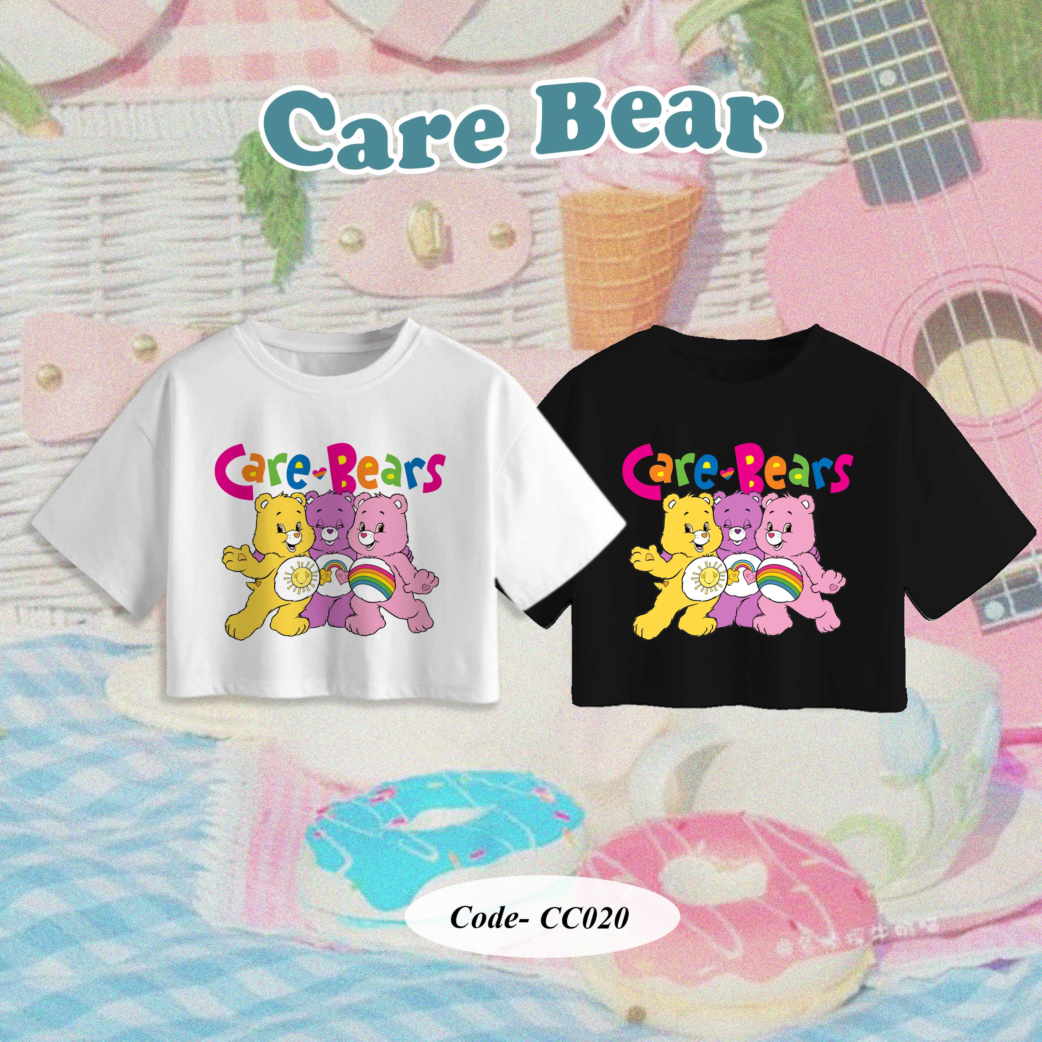 CC020|เสื้อครอป Care Bear ผ้าคอตตอน