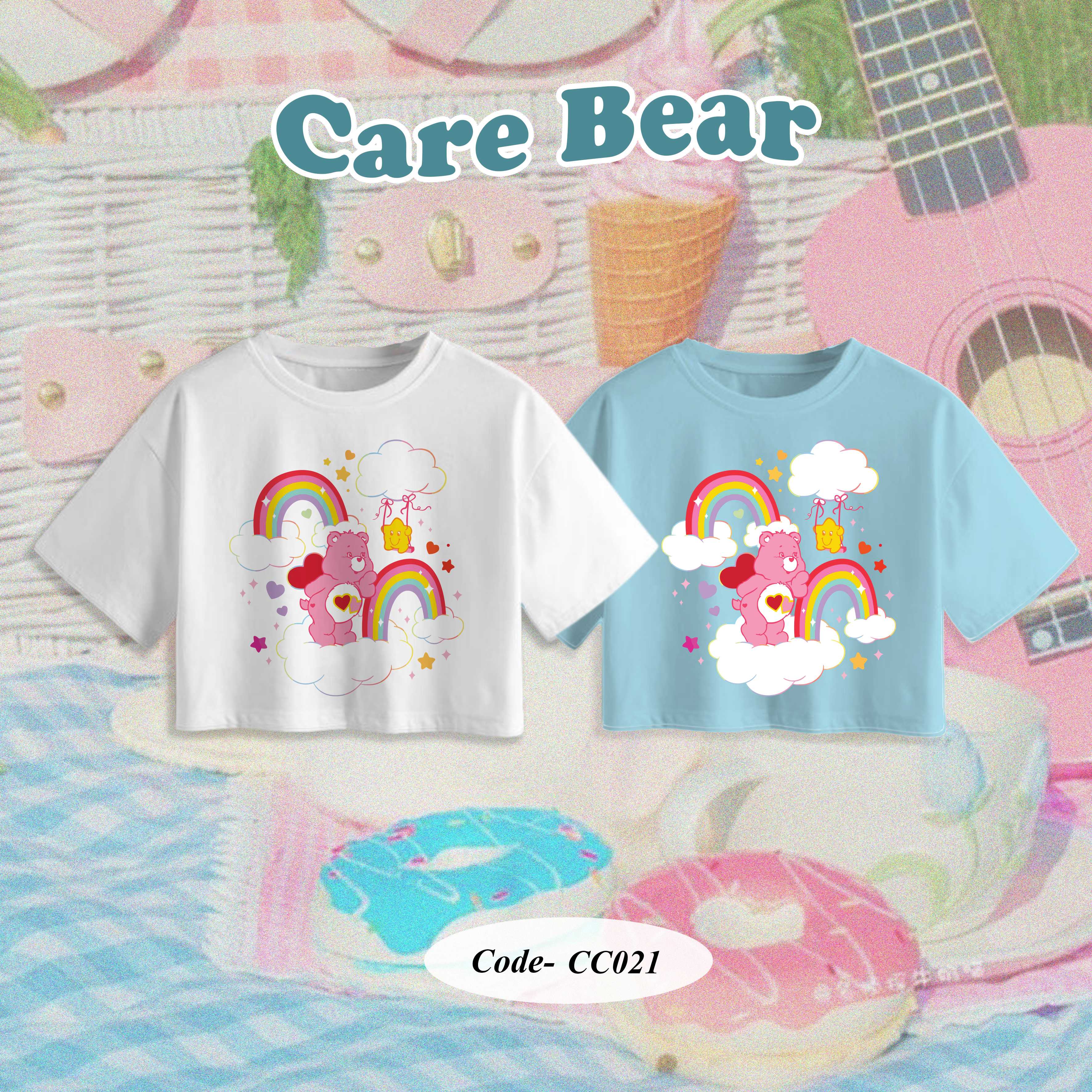 CC021 |เสื้อครอป Care Bear ผ้าคอตตอน