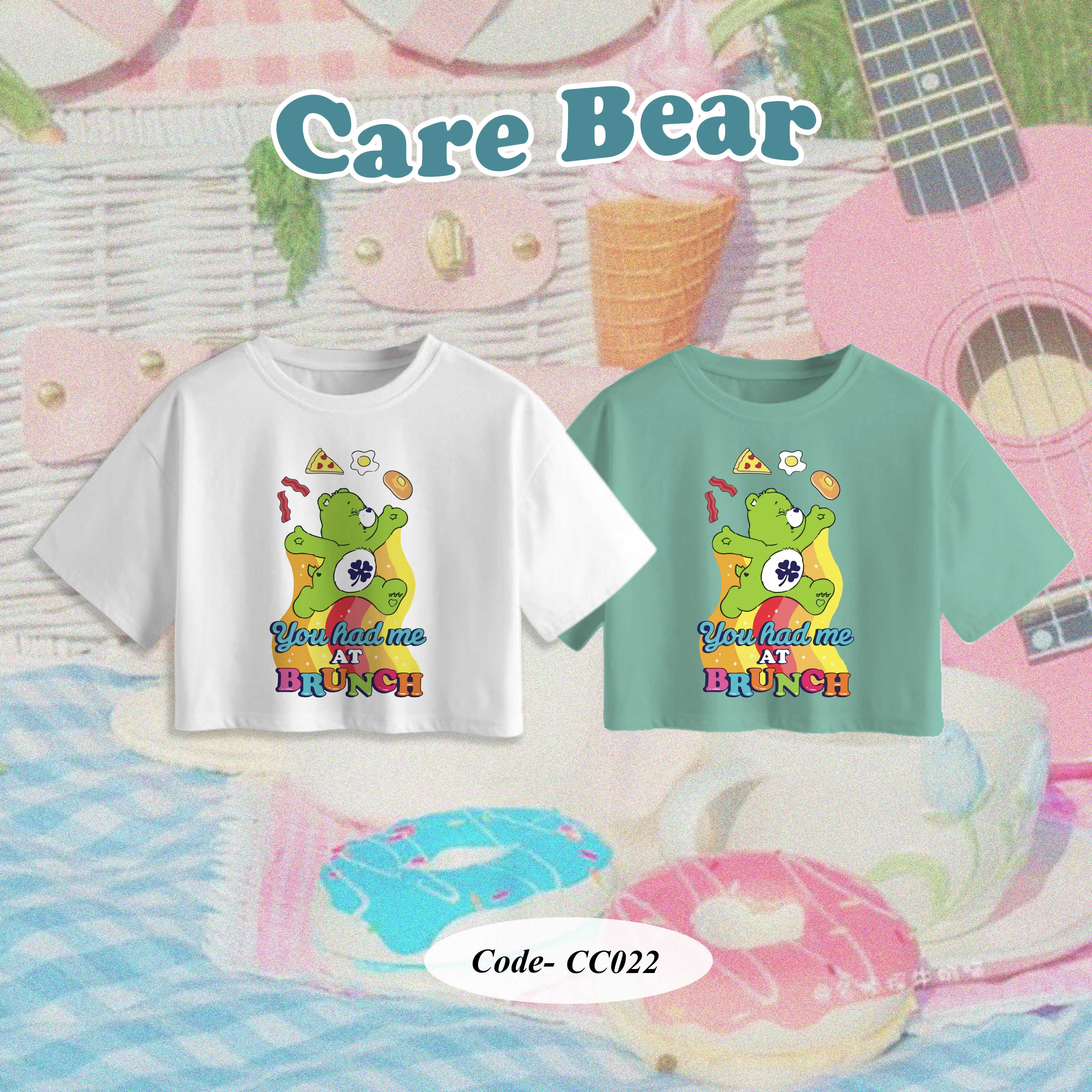 CC022 |เสื้อครอป Care Bear ผ้าคอตตอน