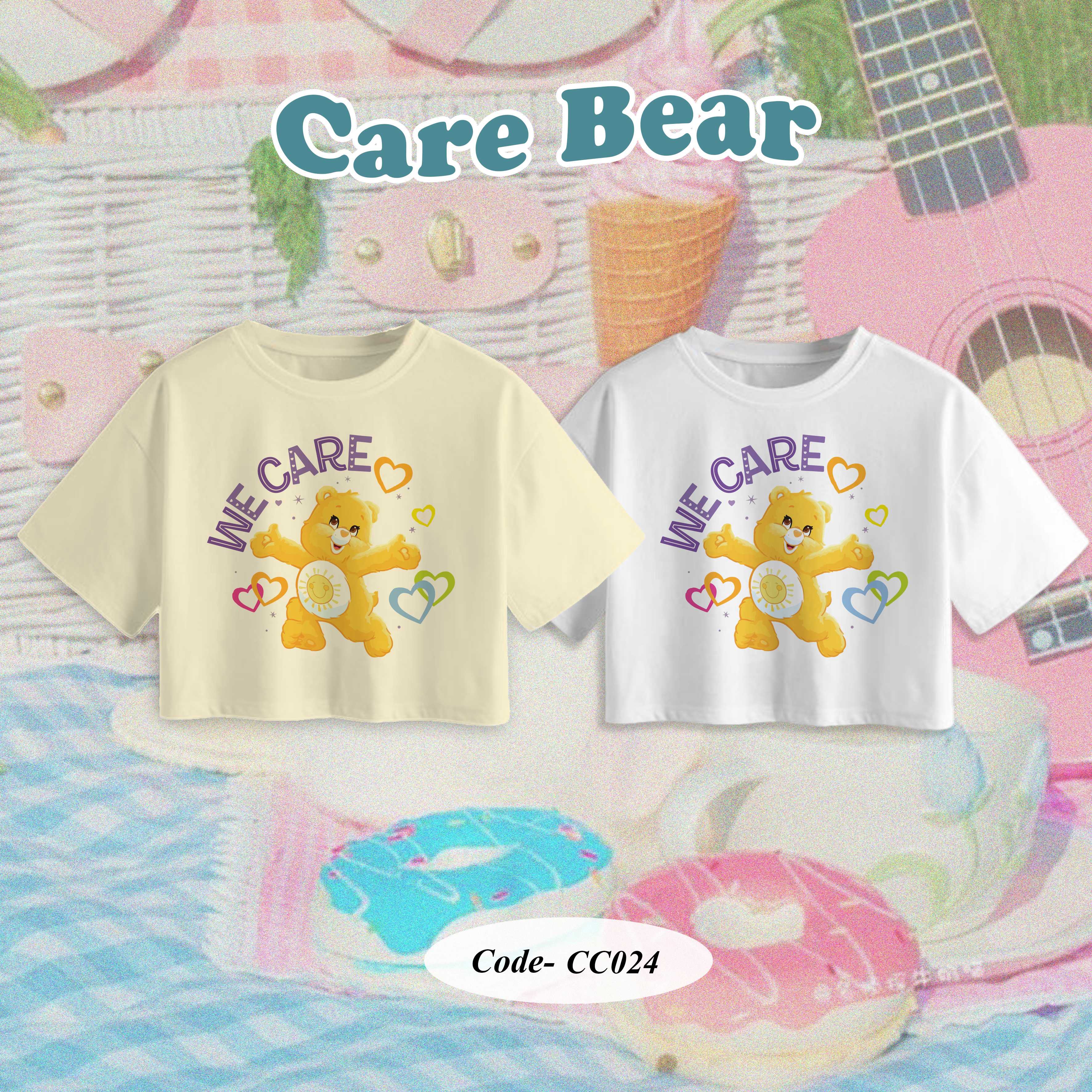 CC024 |เสื้อครอป Care Bear ผ้าคอตตอน