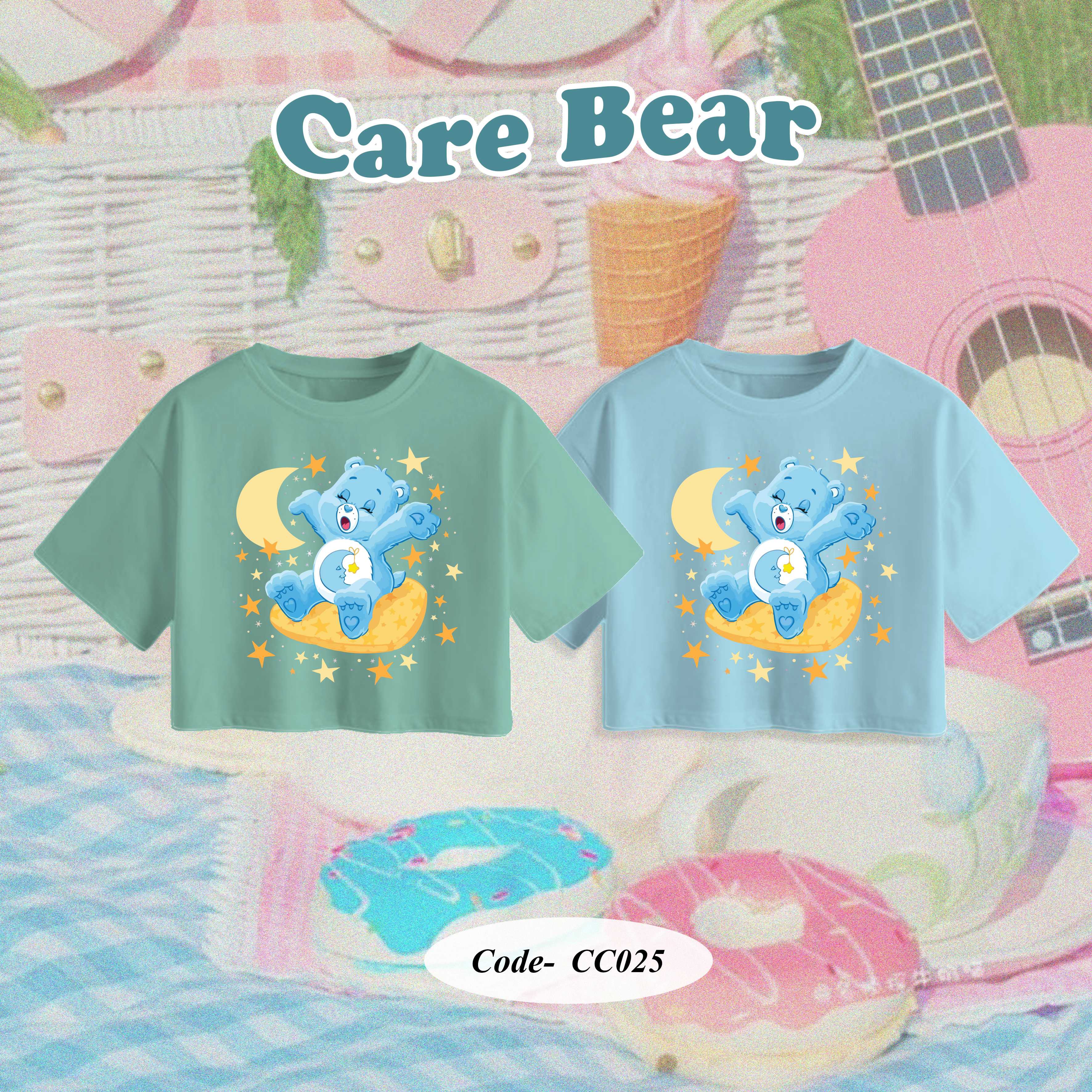 CC025 |เสื้อครอป Care Bear ผ้าคอตตอน