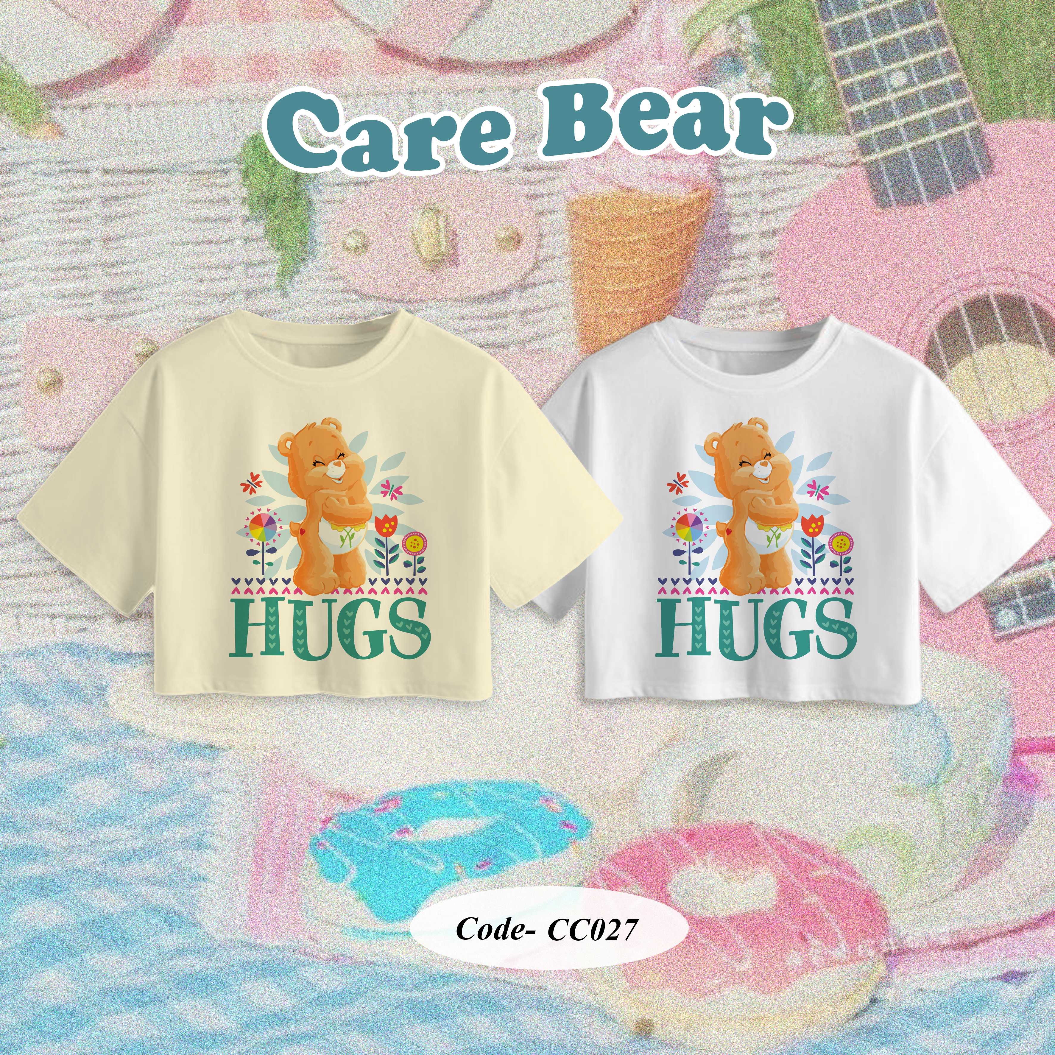 CC027| เสื้อครอป Care Bear ผ้าคอตตอน