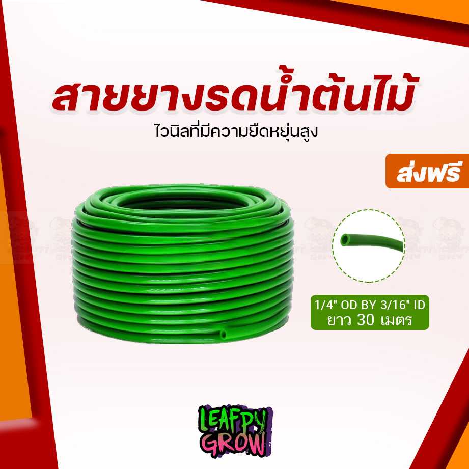 [ส่งฟรี] สายยางรดน้ำต้นไม้ ยาว 30 เมตร 1 I 4 OD BY 3 I 16 ID VINYL DRIP IRRIGATION TUBING | GREEN