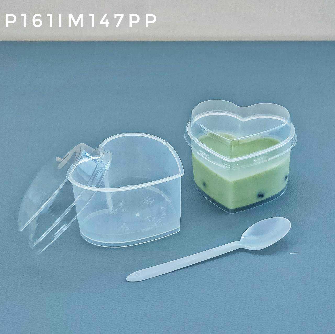 P161IM147PP  ถ้วยอบพุดดิ้ง 135ml ทรงหัวใจ เนื้อขุ่น(ห่อ10ชุด)