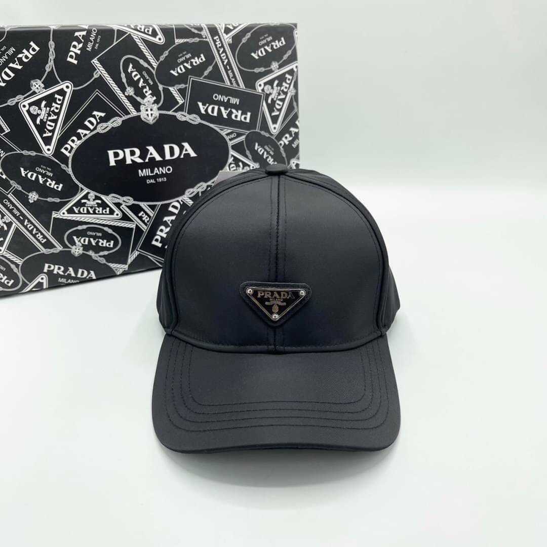 PRADA BLACK NYLON BASEBALL CAP หมวกแก๊ปแบรนด์ปราด้า ผ้าไนล่อนสีดำ