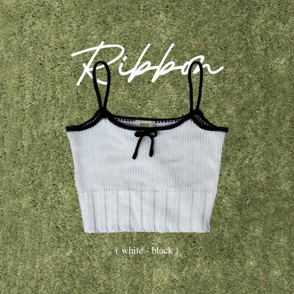 Ribbon Knit Top (White-Black)