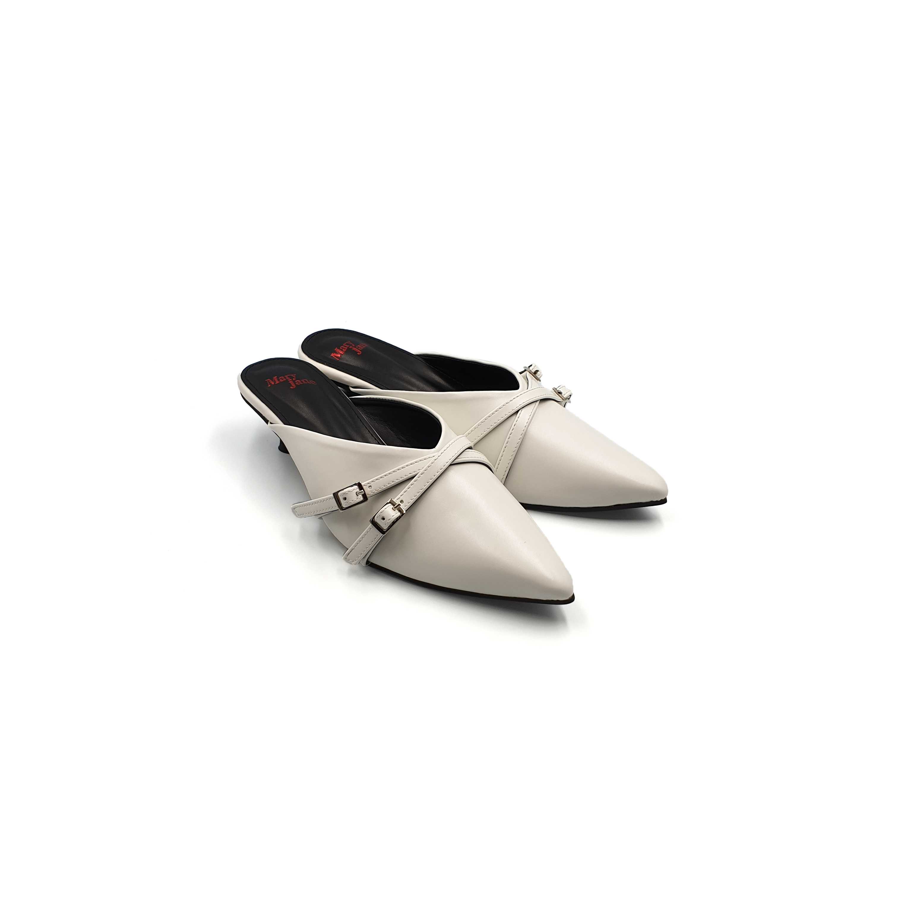MIGUEL POINTED LOW HEELS IN WHITE (2 INCH)