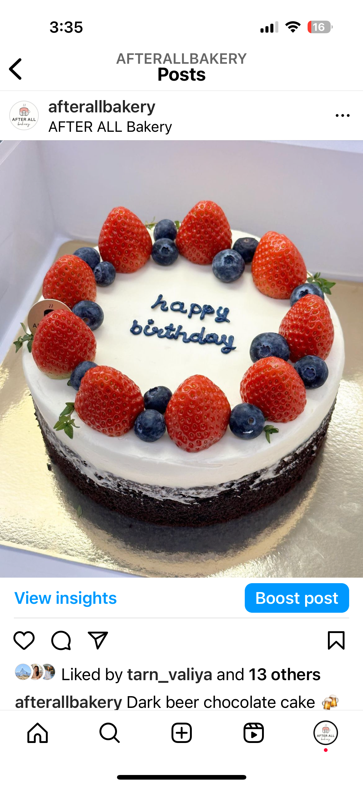 Stout chocolate cake (Size 9”)