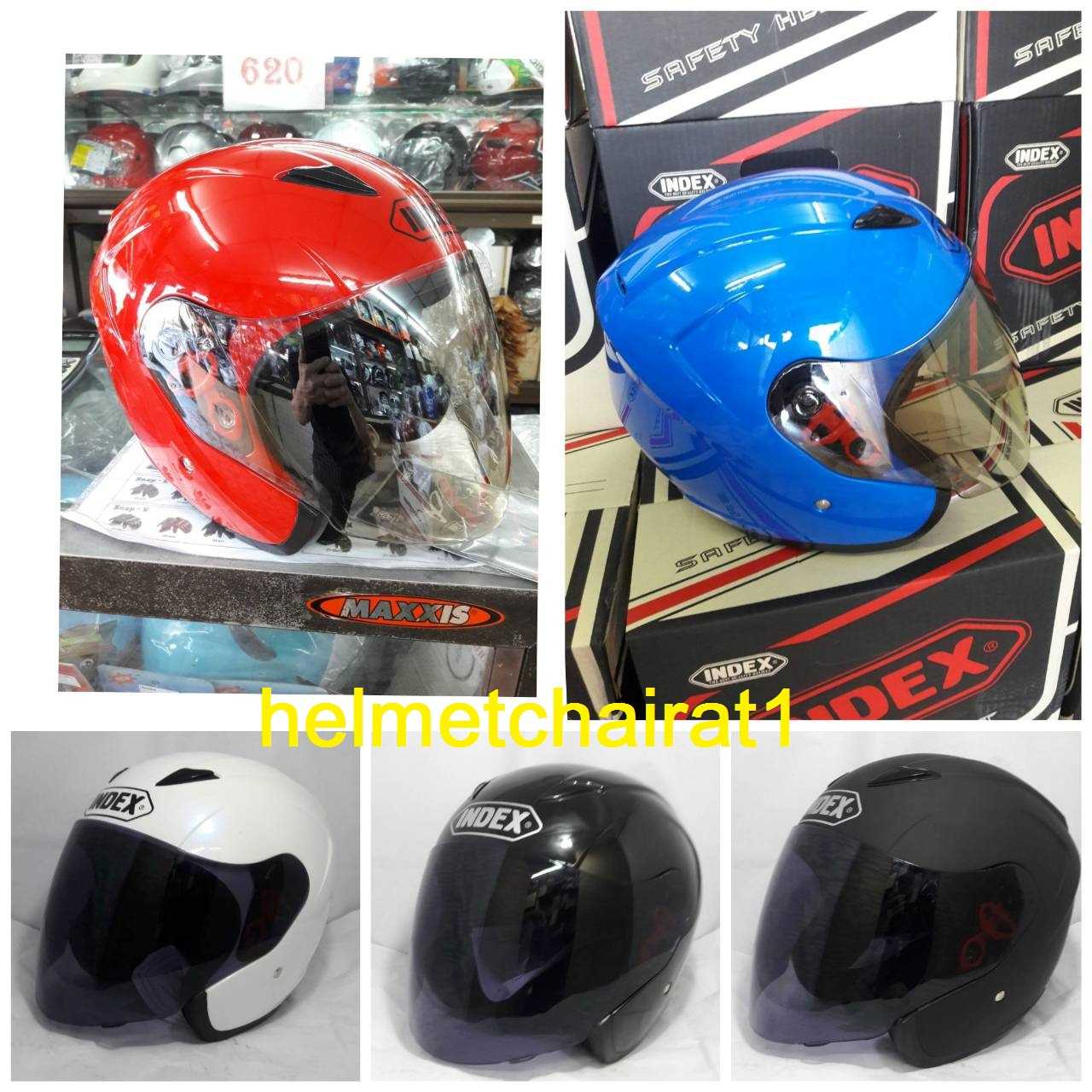 หมวกกันน็อกเต็มใบเปิดหน้า INDEX รุ่นmonza เหมาะกับคนหัวใหญ่ มีชิวให้เลือก3 สี(ใส ดำ ปรอด)