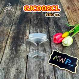 P111GJC002CL กระปุกโหลเหลี่ยม PET รุ่น7310CL  ปริมาตร480 cc ห่อ10ใบ