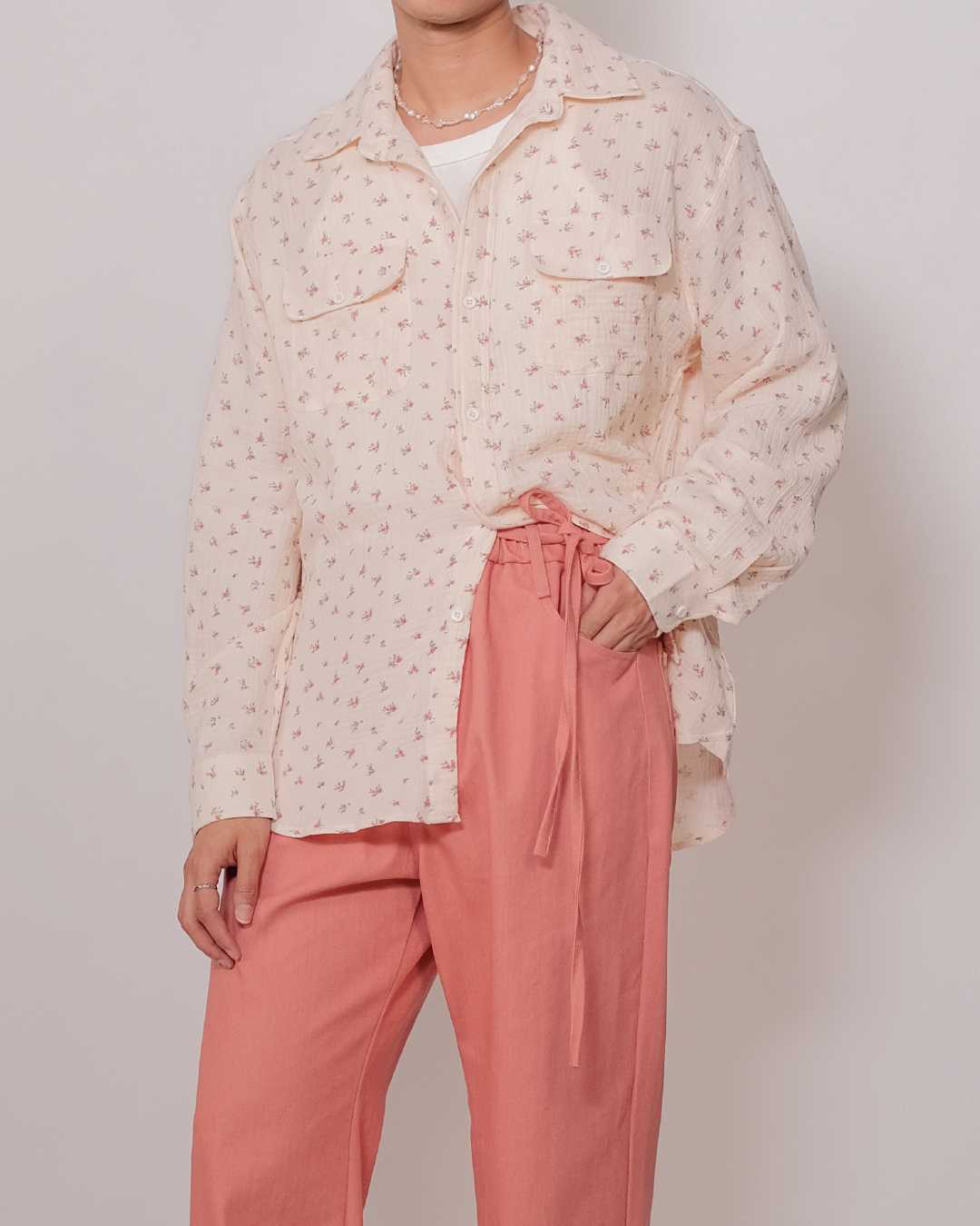 CLUB ✿ 04 Floral-Textured Work Shirt