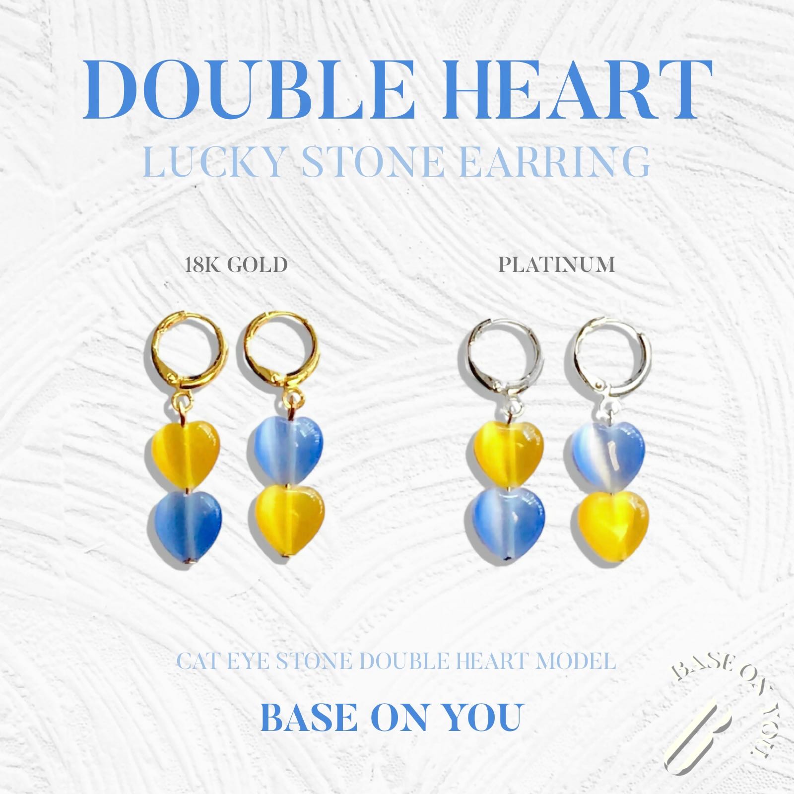 DOUBLE HEART (Lucky stone earring) - BASE ON YOU