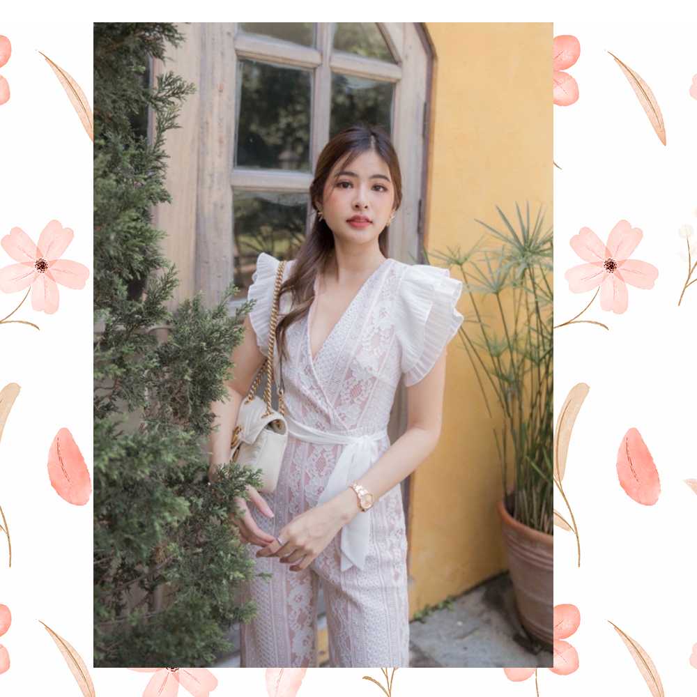 Kelly Lace Jumpsuit Size M สีขาว Joobs studio