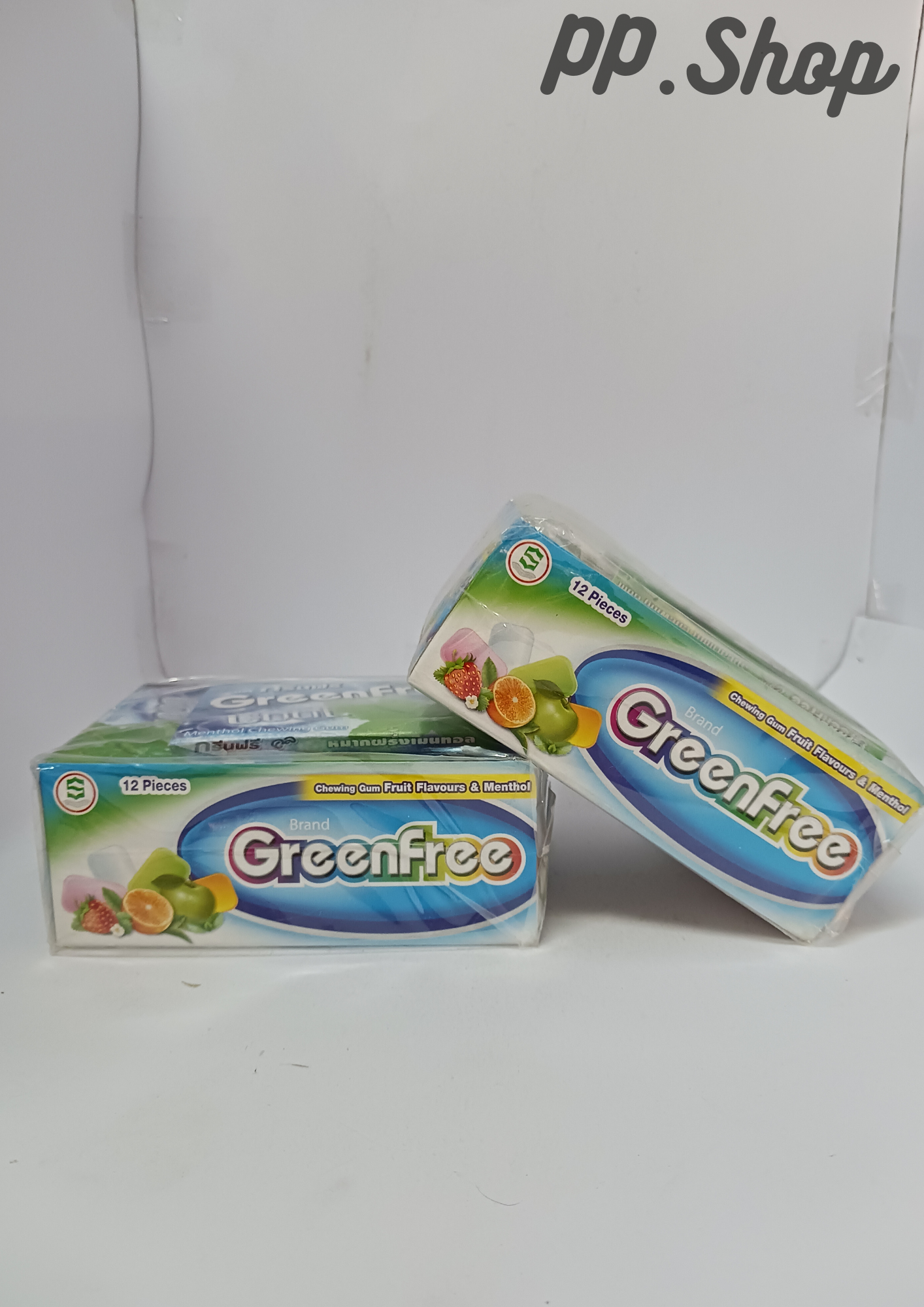 Green Free chewing gum fruit flavoured