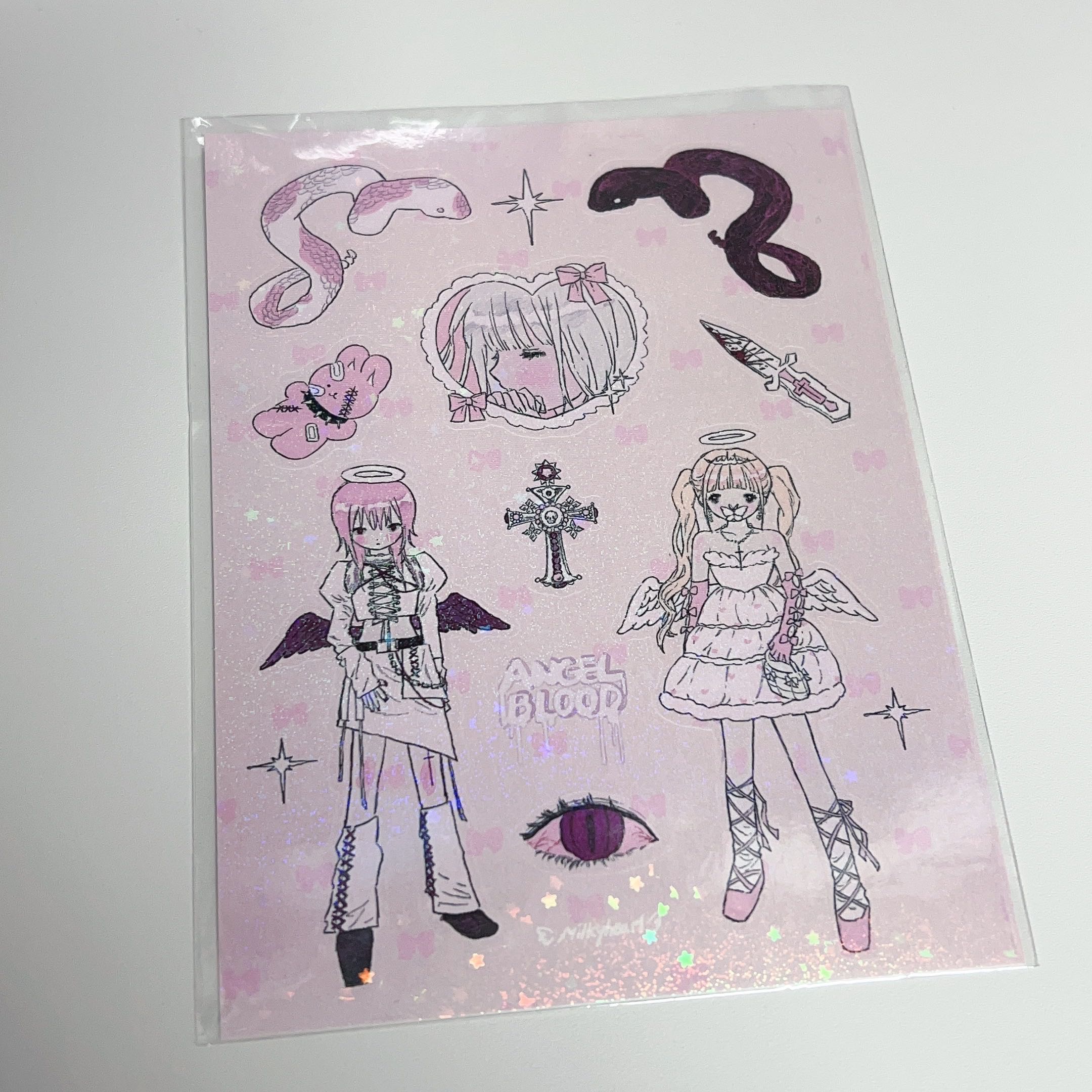 milkyhearts angel blood sticker