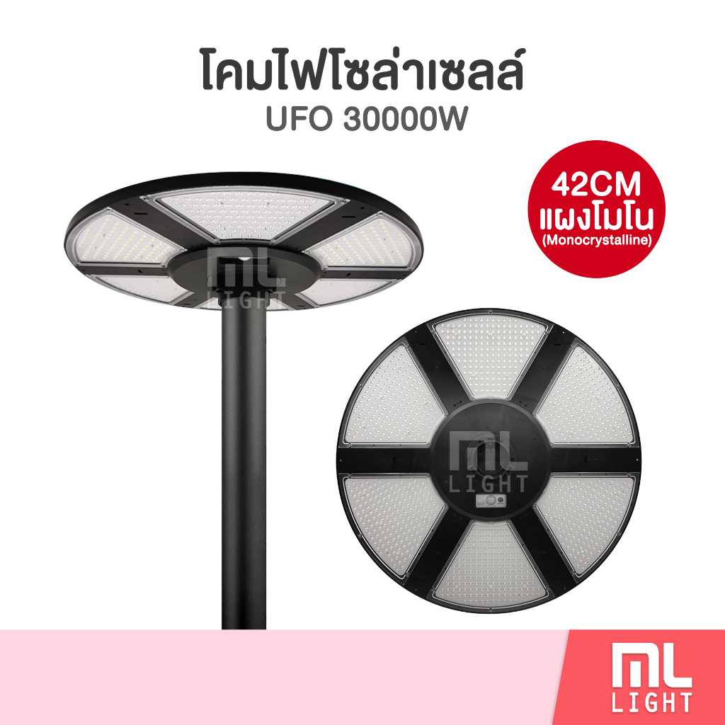 โคมไฟโซล่าเซลล์ UFO 30000W แผงโมโน 42CM