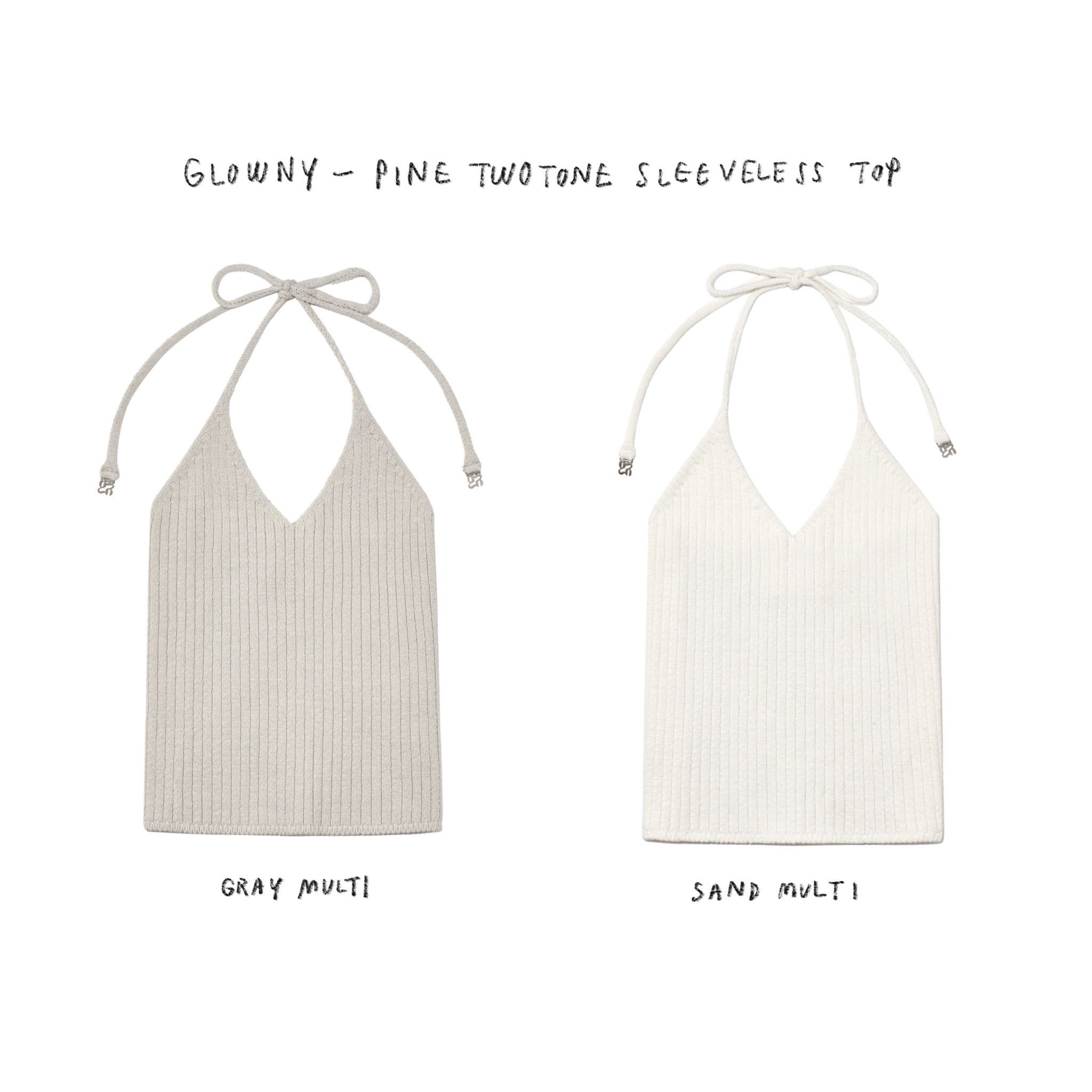 (Pre,รวมส่ง) pine twotone sleeveless top /glowny
