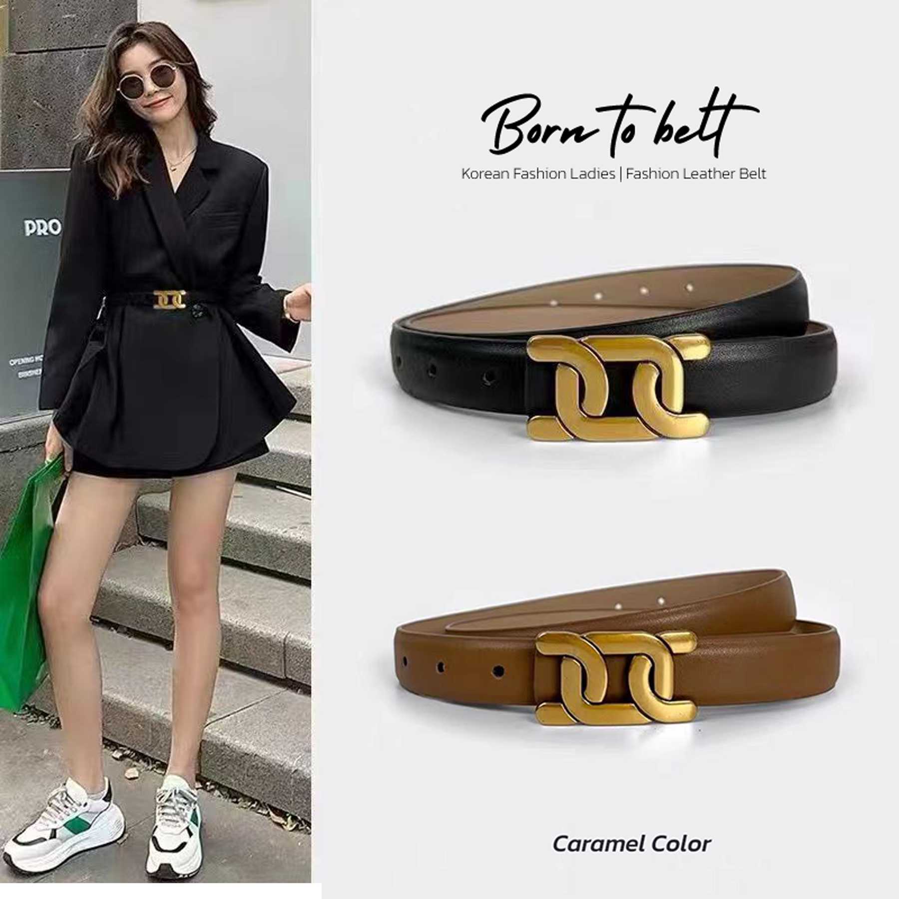 เข็มขัดผู้หญิง หนังแท้ สไตล์ Retro รุ่น CB014