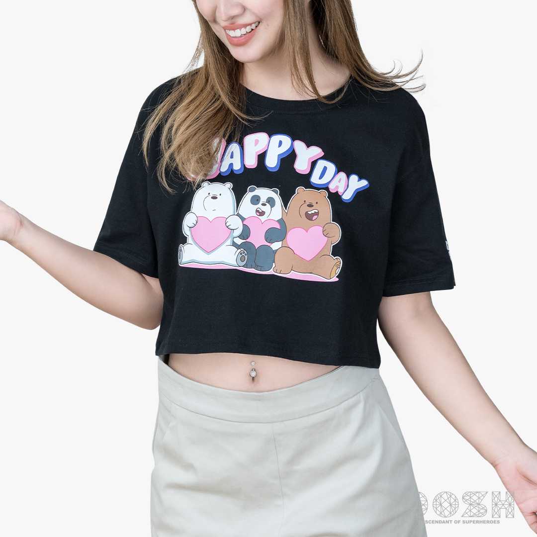 DOSH WOMEN'S CROPPED T-SHIRTS WE BARE BEARS เสื้อยืดทรงครอป ผู้หญิง FBBWT1035-BL