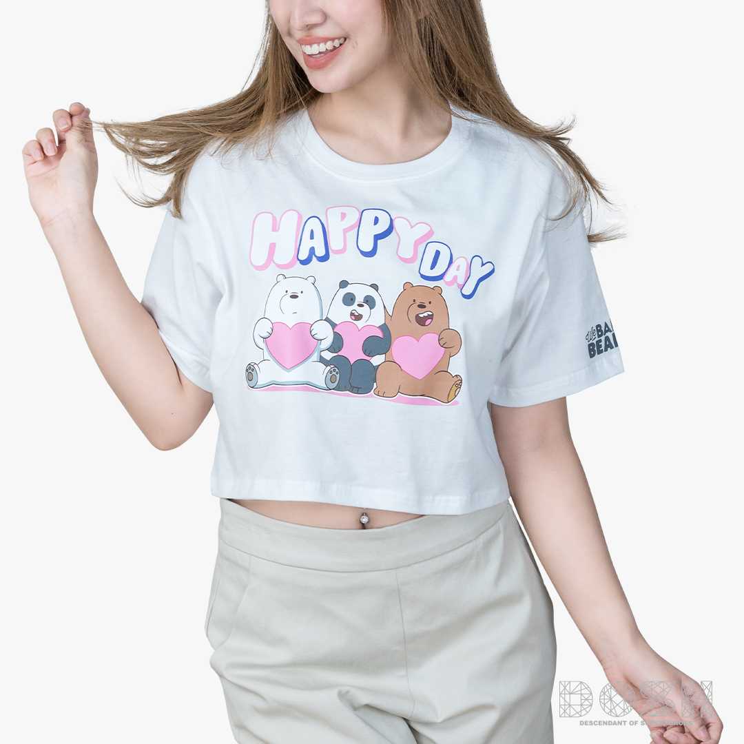 DOSH WOMEN'S CROPPED T-SHIRTS WE BARE BEARS เสื้อยืดทรงครอป ผู้หญิง FBBWT1035-OW