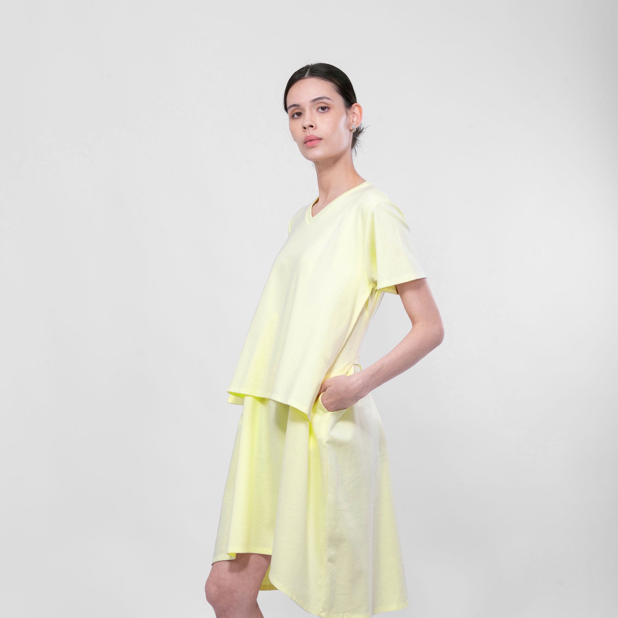 QueenCows ชุดให้นม Claire Cotton Dress (Light Yellow)