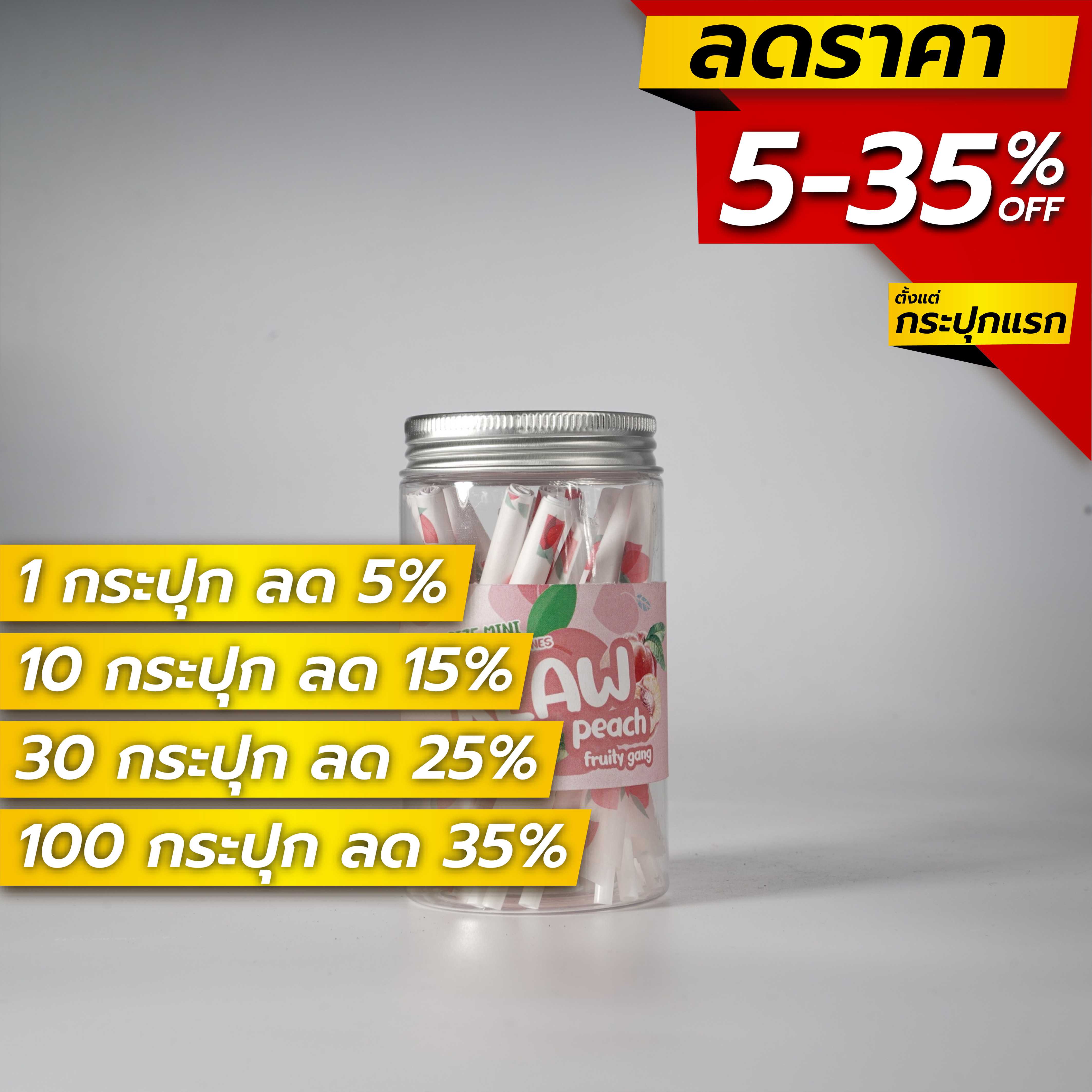 ขายส่ง! Keaw Fruity Gang  [ กลิ่น Peach ] Size 78 mm 15 ชิ้น / กระปุก