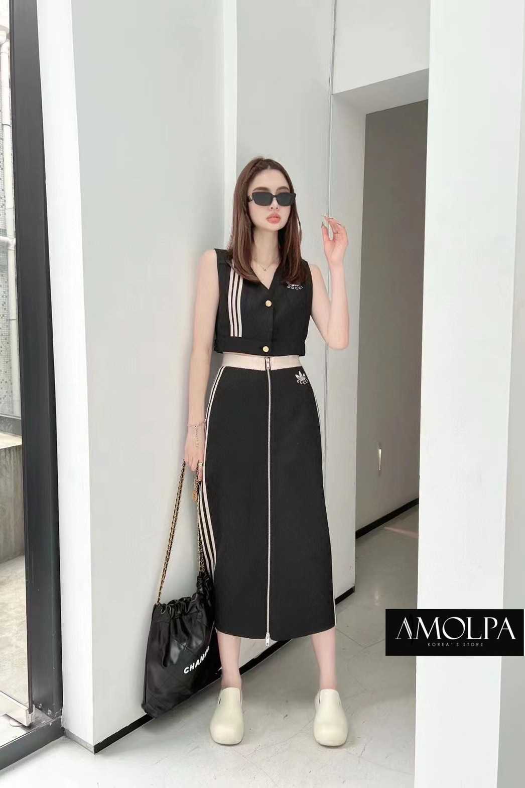 SET CROP + กระโปรงตัวยาว GUCCI