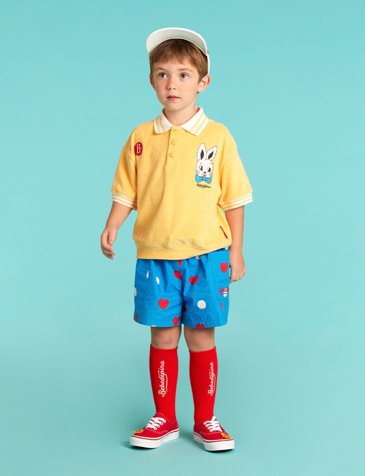 Rose lapin terry half sleeve collar tee & Shorts 