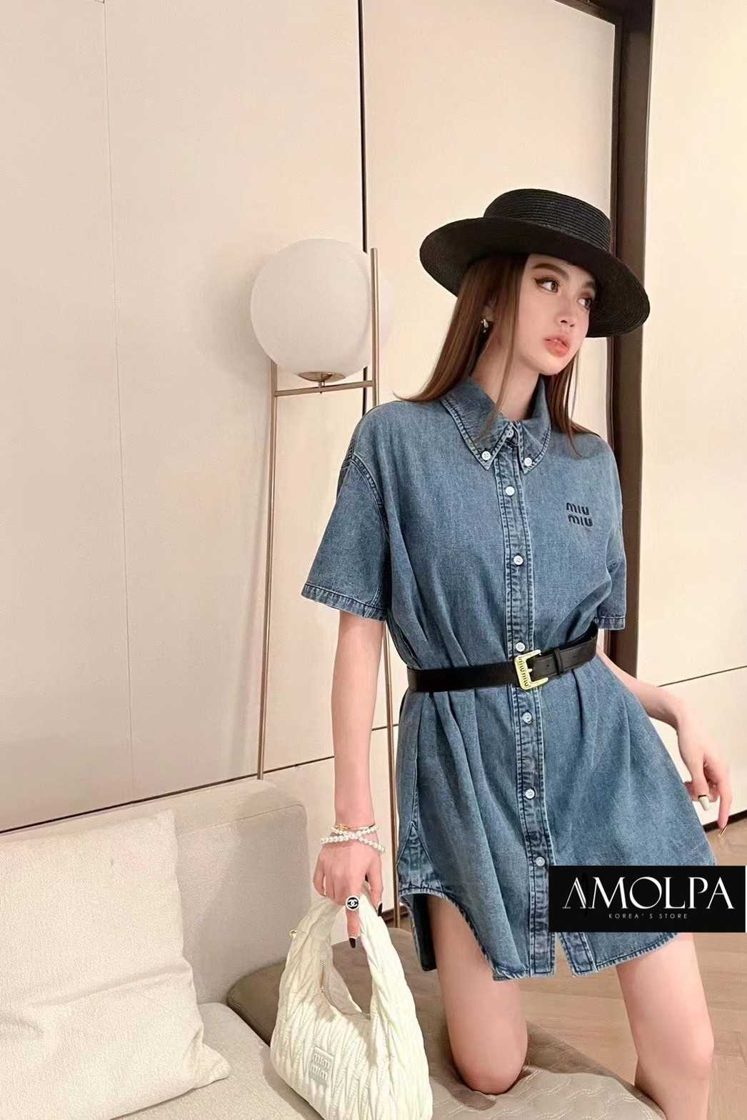 DRESS MIU MIU DENIM WITH BELT