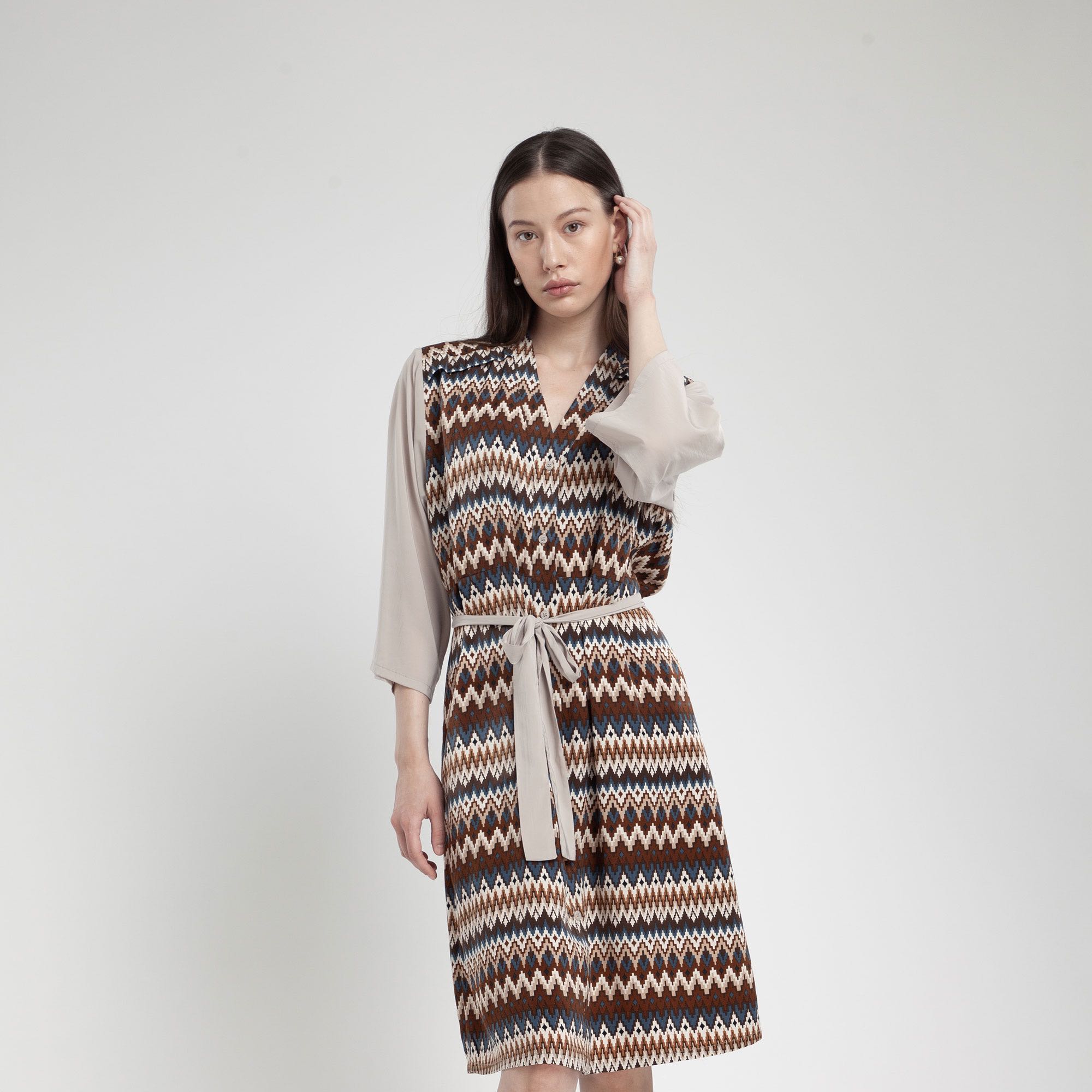 QueenCows ชุดให้นม Selen Midi Dress (Brown)