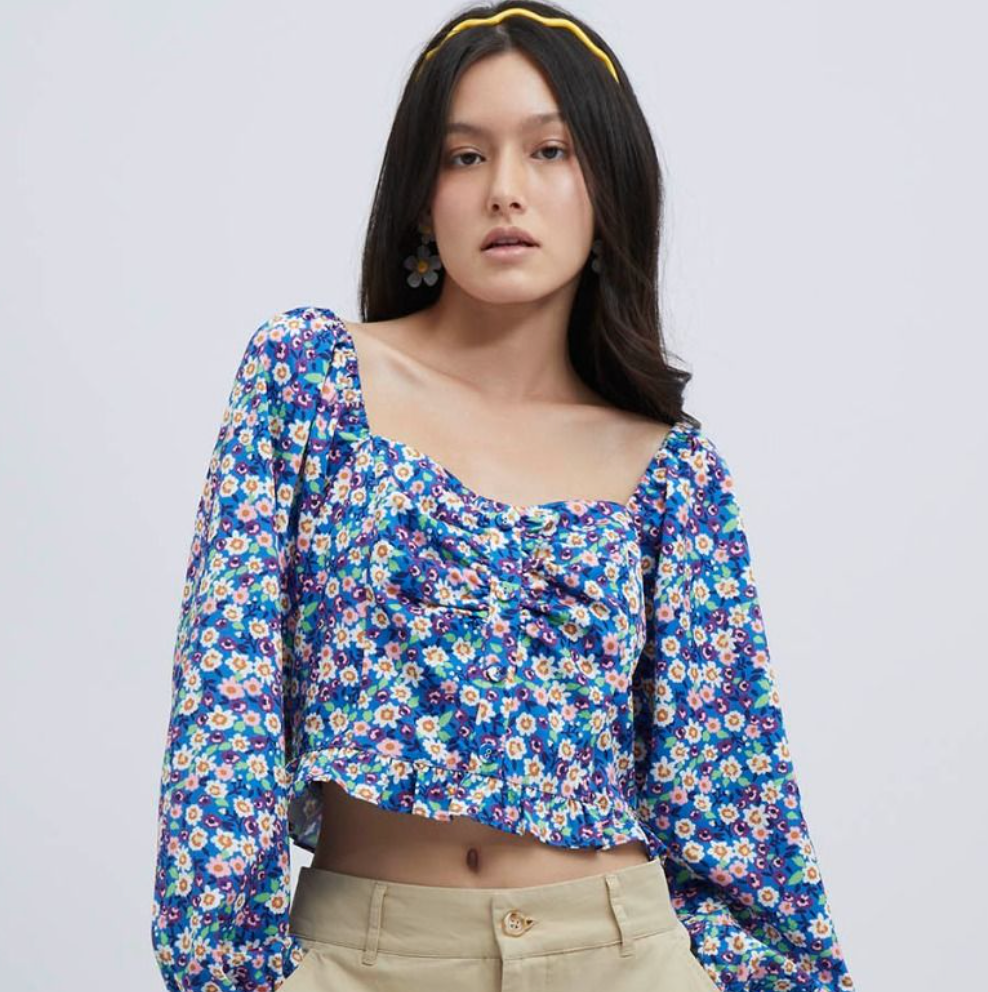 เสื้อเบลาส์ลายดอกไม้แต่งแขนพอง | 05783