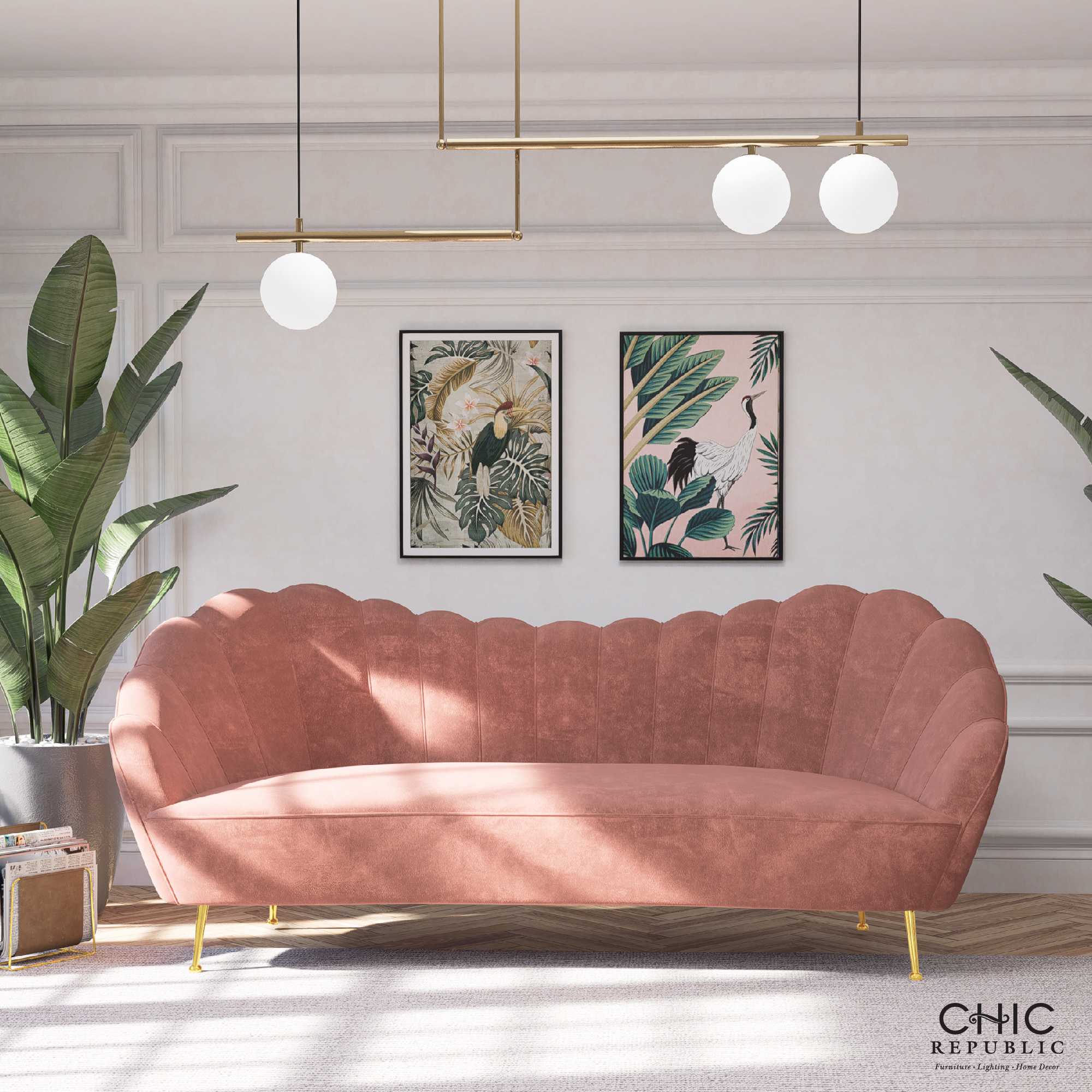 Chic Republic CANAPE/3,โซฟา 3 ที่นั่ง - สี น้ำเงินเข้ม , ชมพู