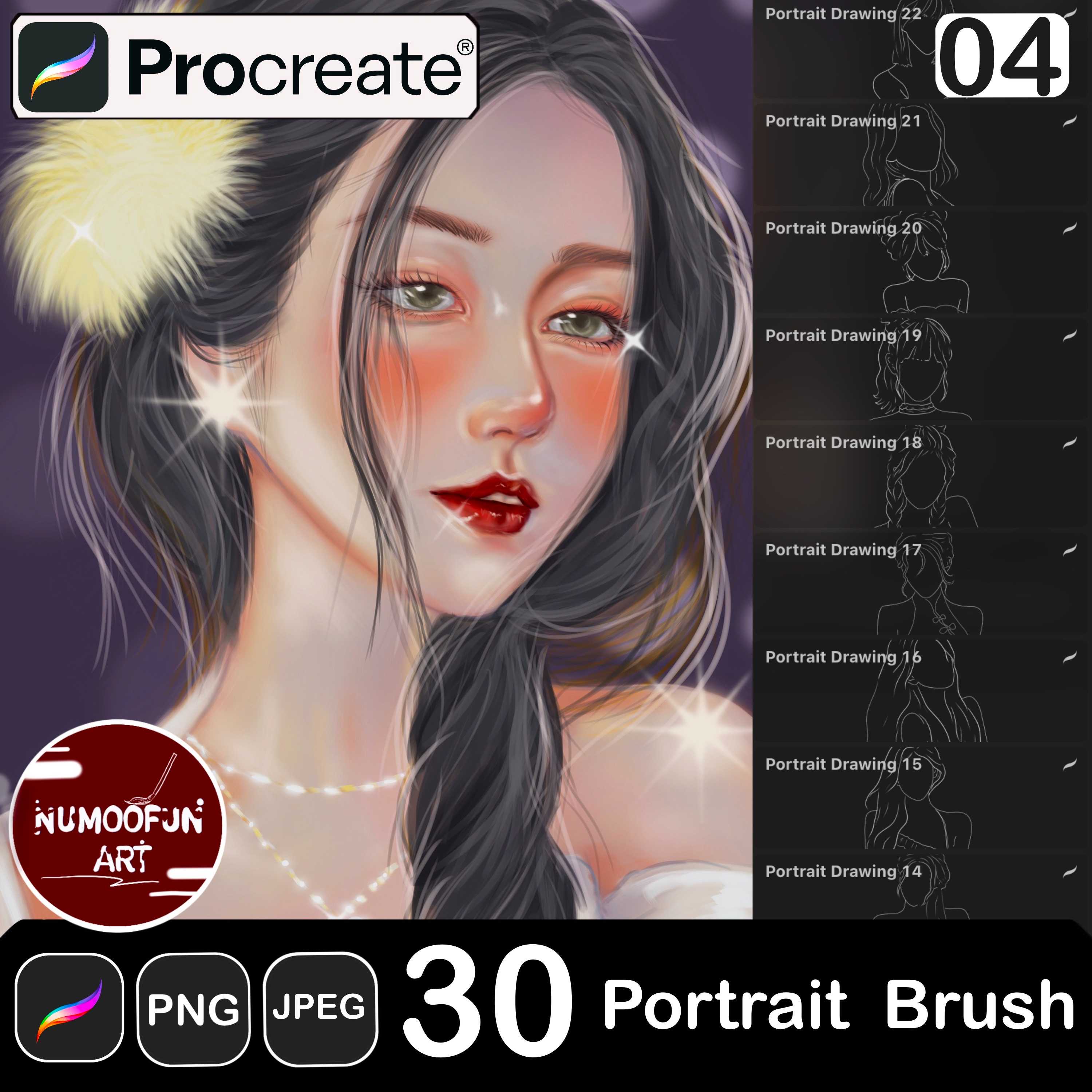 บรัชโครงสร้างพอร์ตเทรต 30 Portrait Brush - Brushes for Procreate 