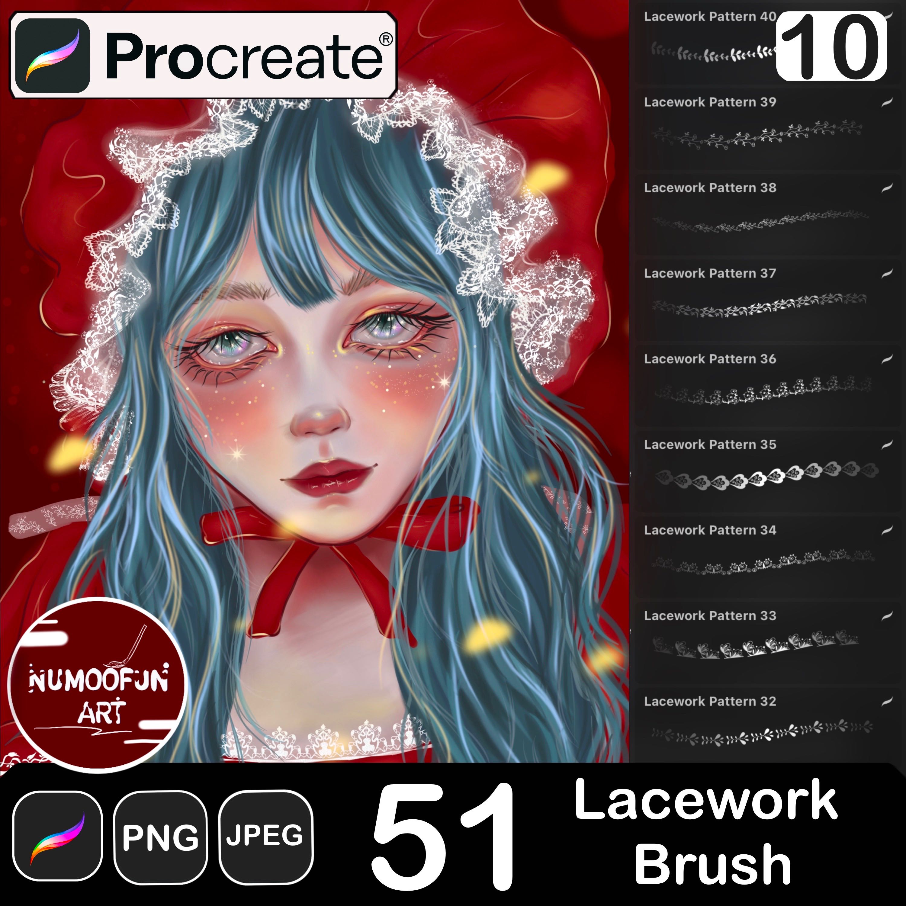 บรัชลายลูกไม้แต่งผ้า 51 Lacework Brush - Brushes for Procreate