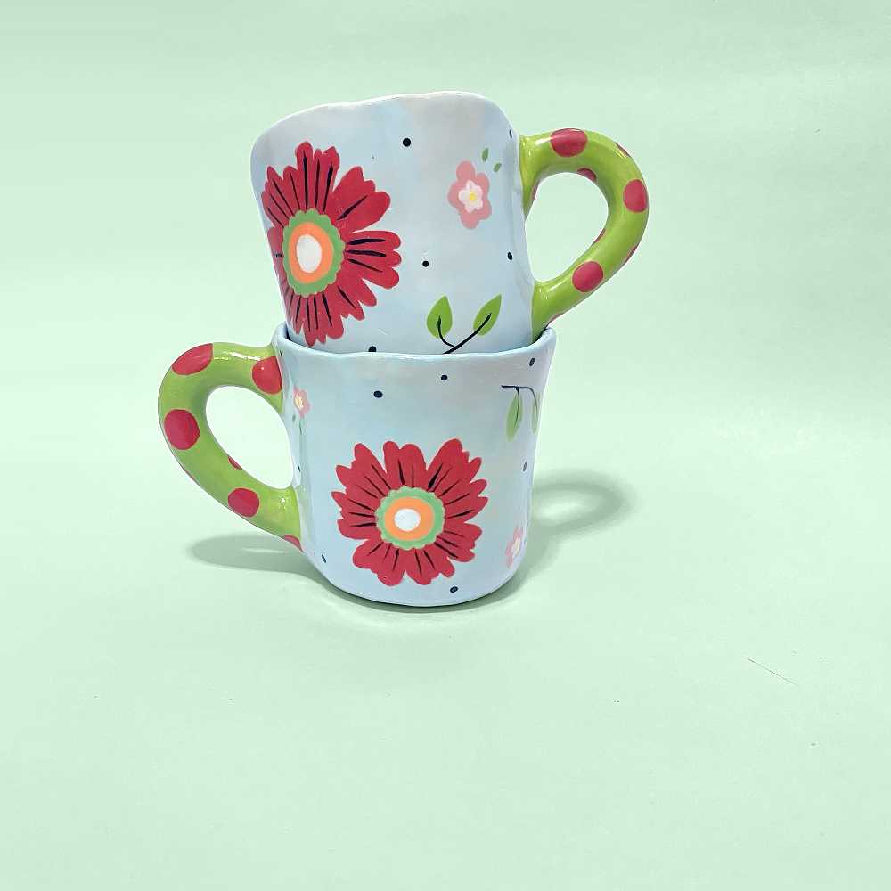 แก้ว Red blossom awesome pinched MUG 100M02